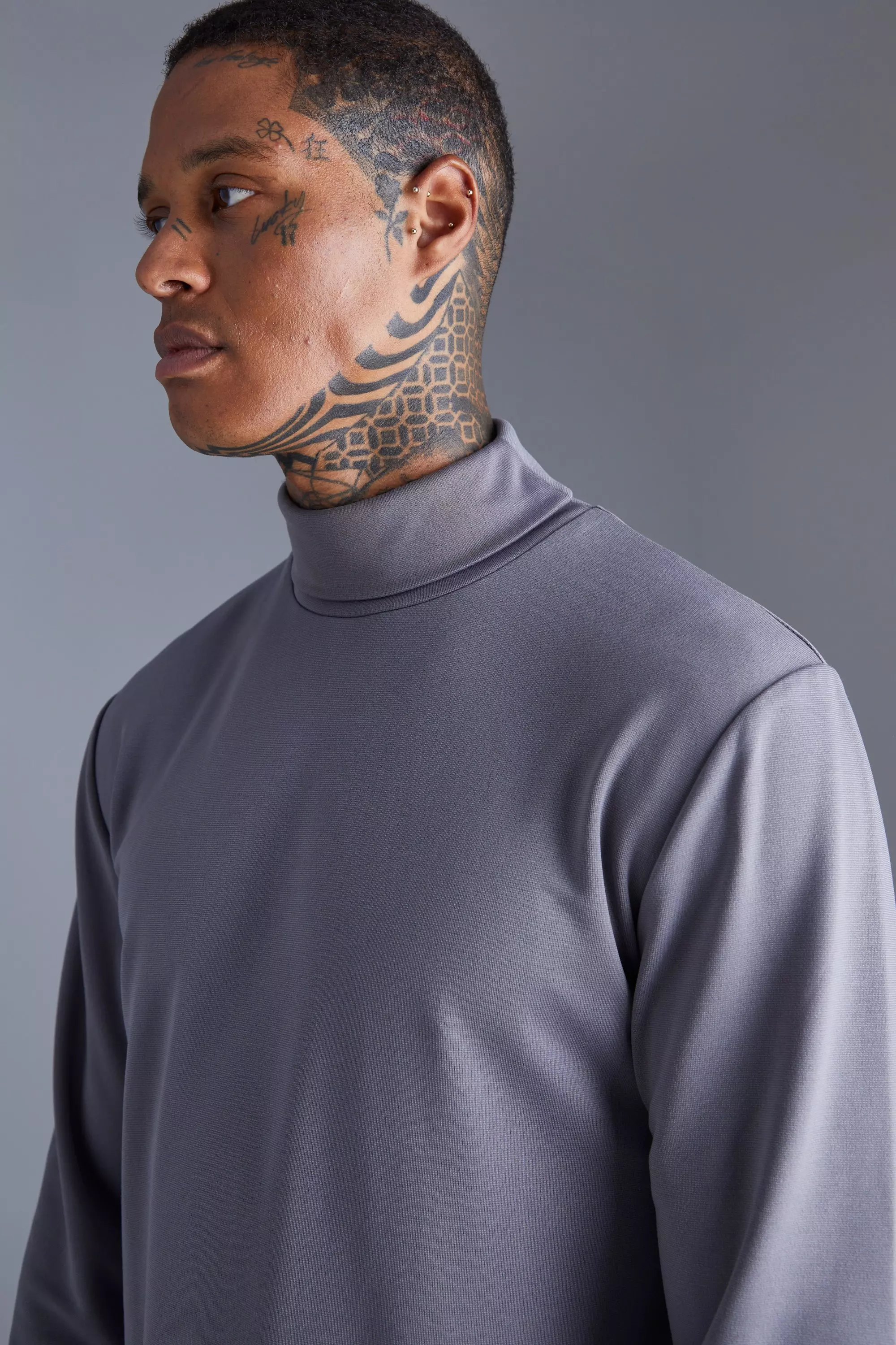 Slim Premium High Neck Sweatshirt boohooMAN AU