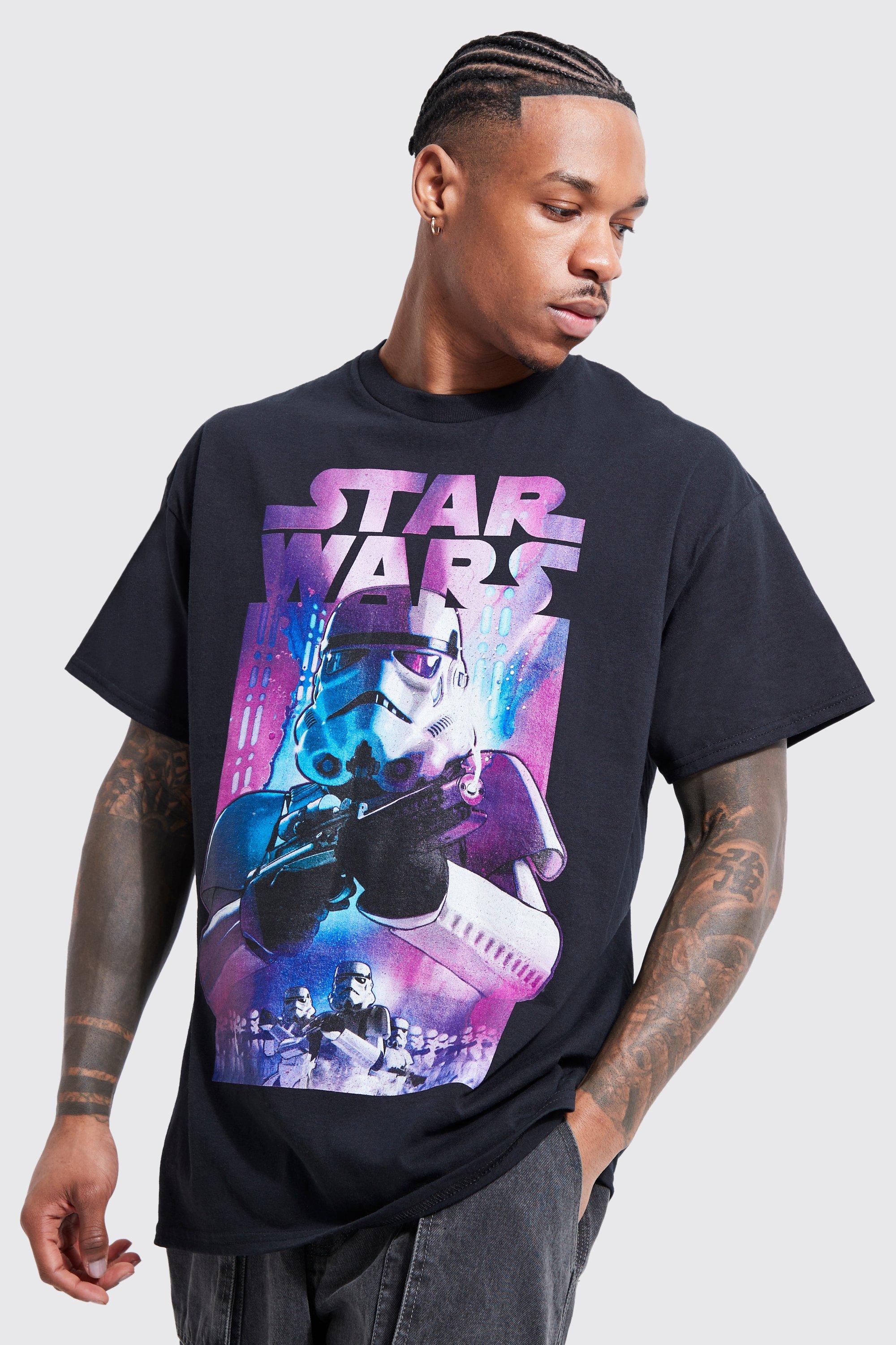 boohooMAN Men's Oversized Acid Wash Star Wars License T-Shirt