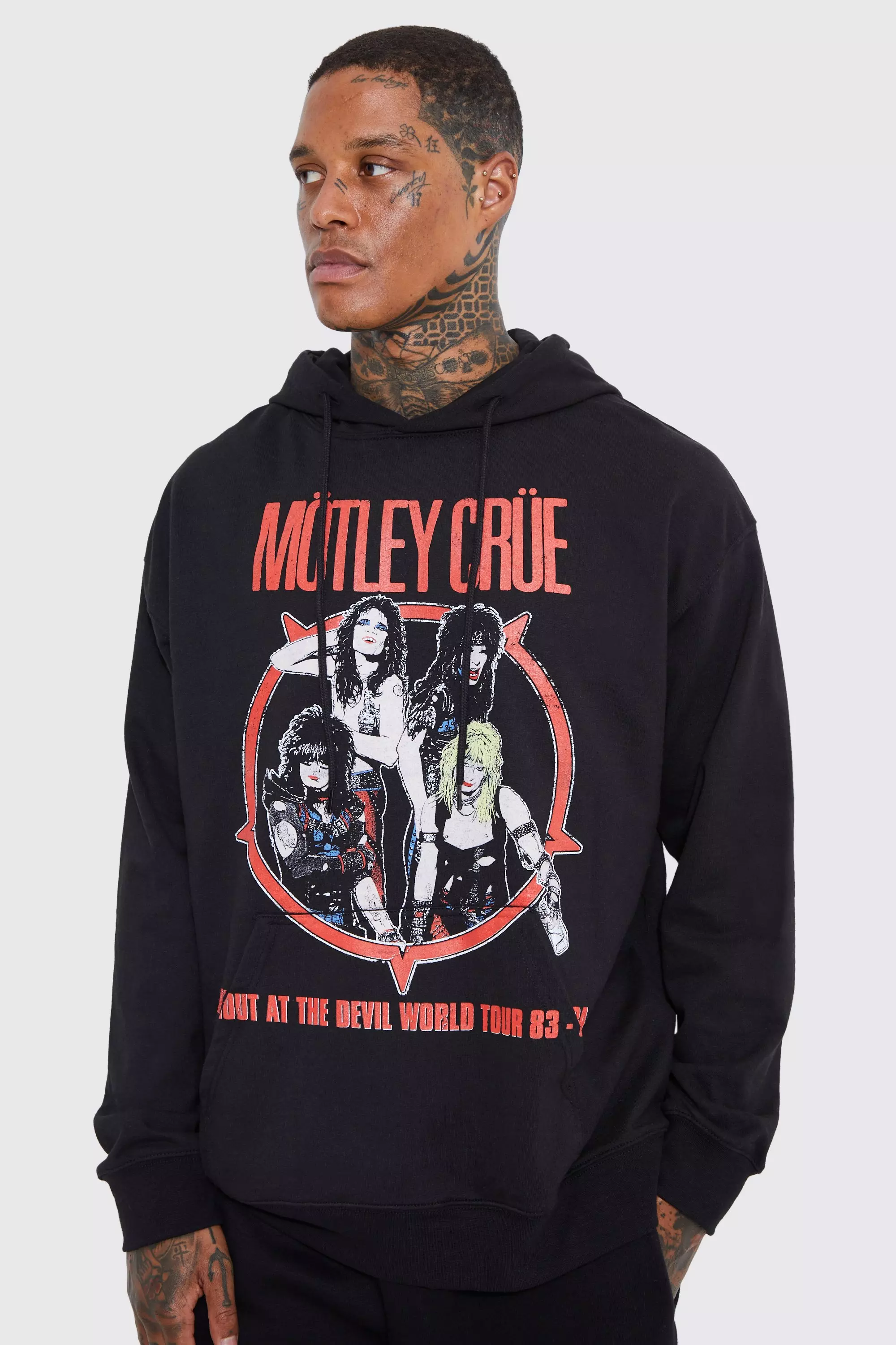 Oversized Motley Crue License Hoodie boohooMAN UK