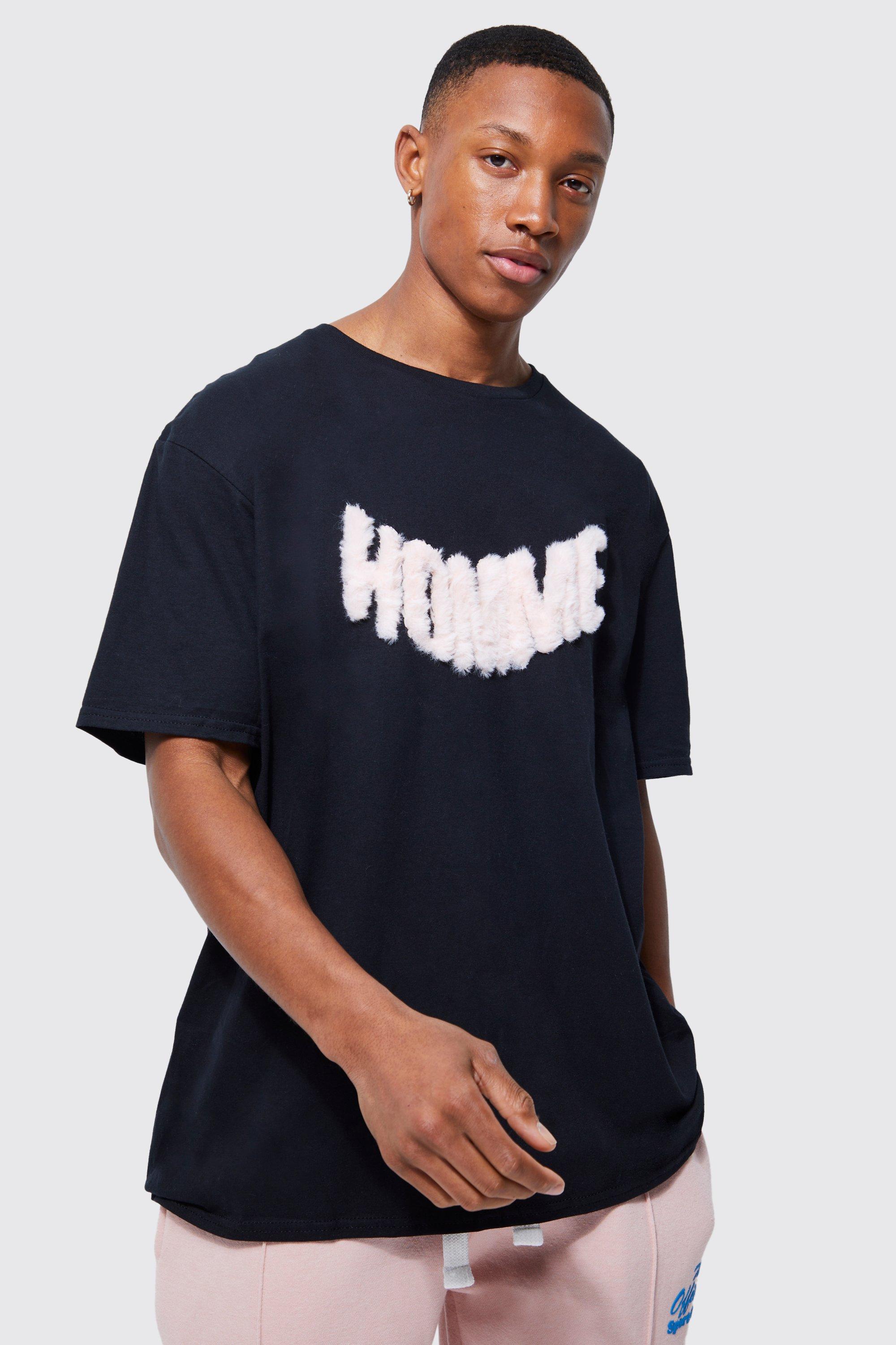Oversized Fluffy Homme Applique | boohooMAN USA