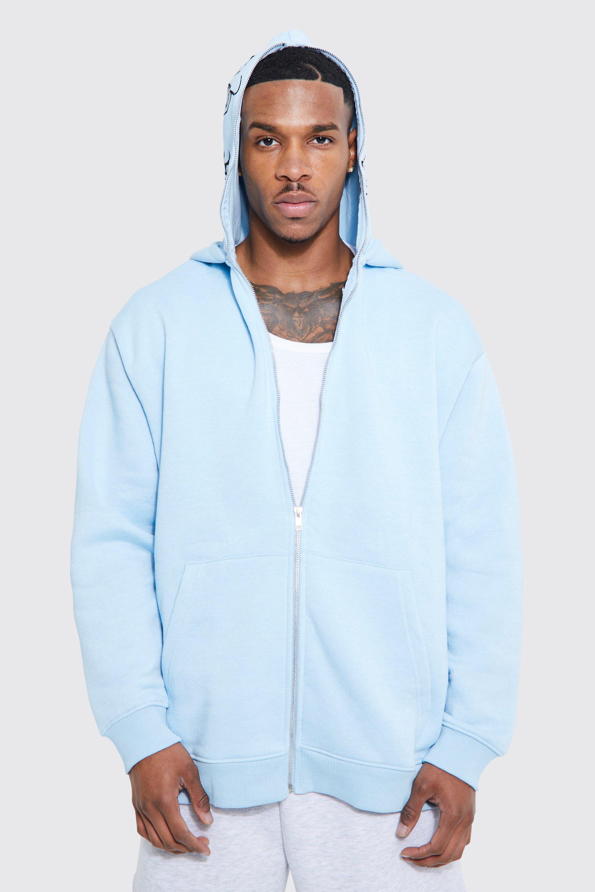 Varsity Oversized Hooded Sweatshirt in Baby Blue