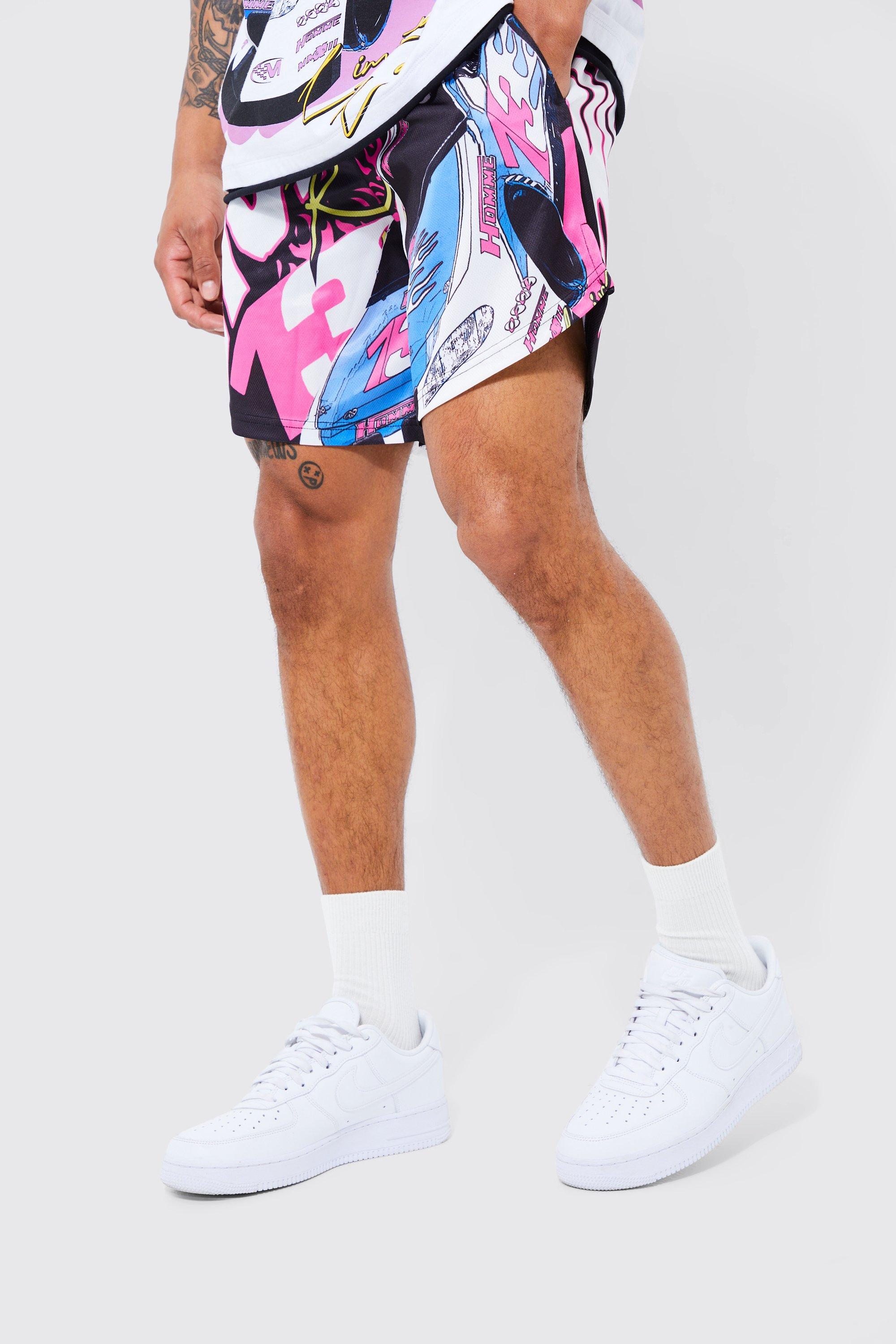 Loose Fit Short Length Dove Graphic Shorts | boohooMAN USA