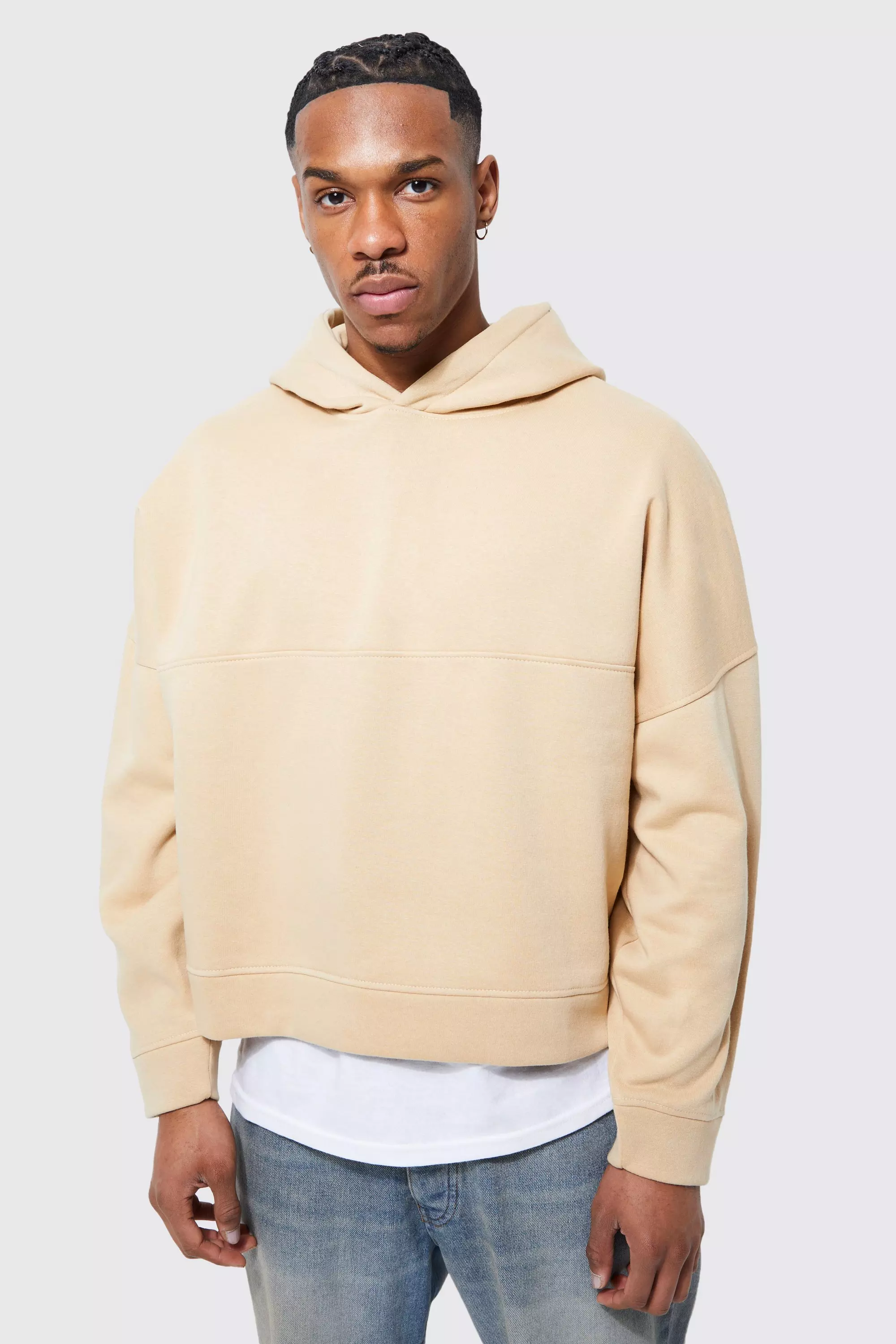 Oversized Dropped Shoulder Boxy Hoodie boohooMAN UK
