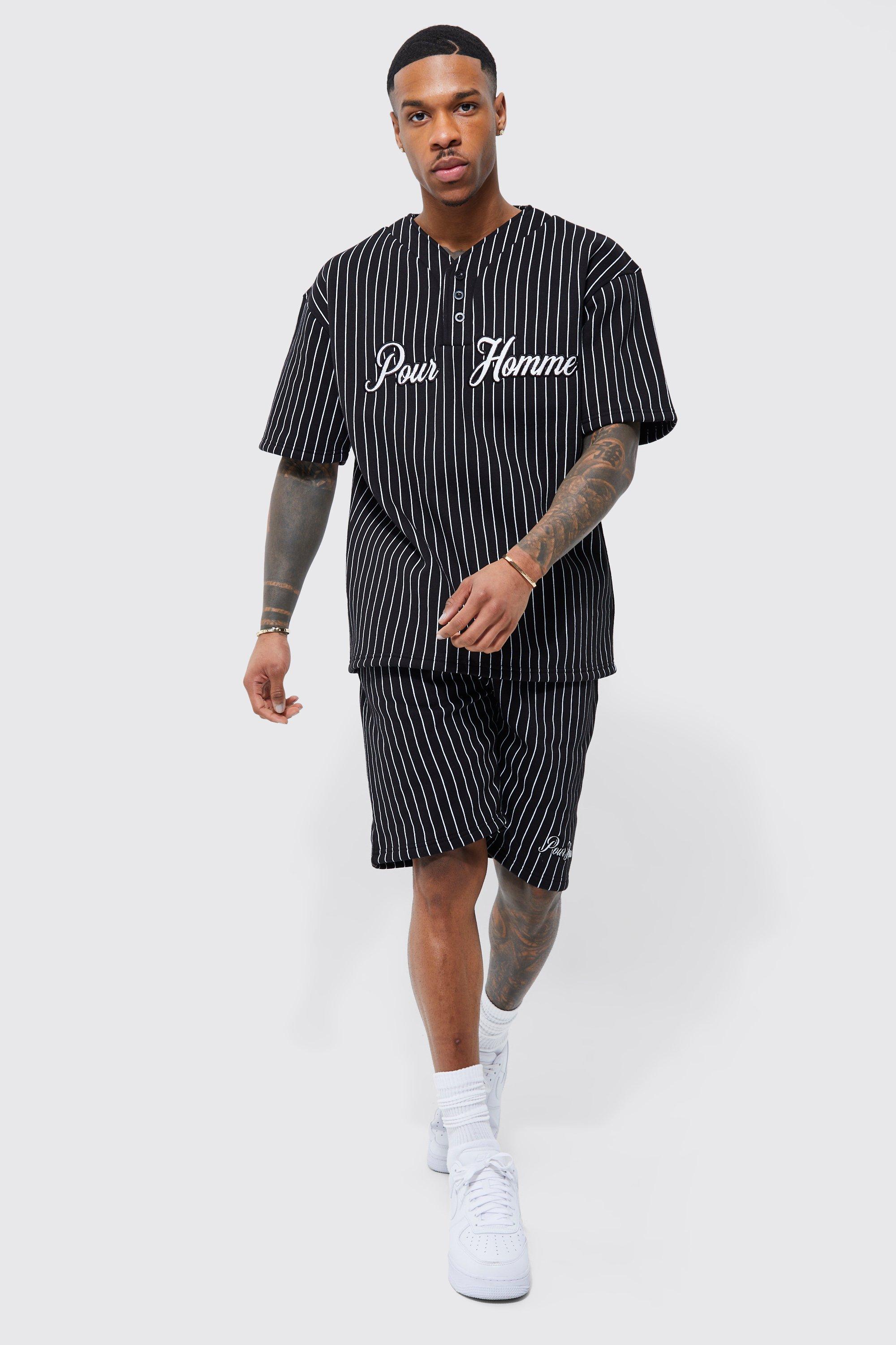 boohooMAN Oversized Official Baseball Polo and Short Set