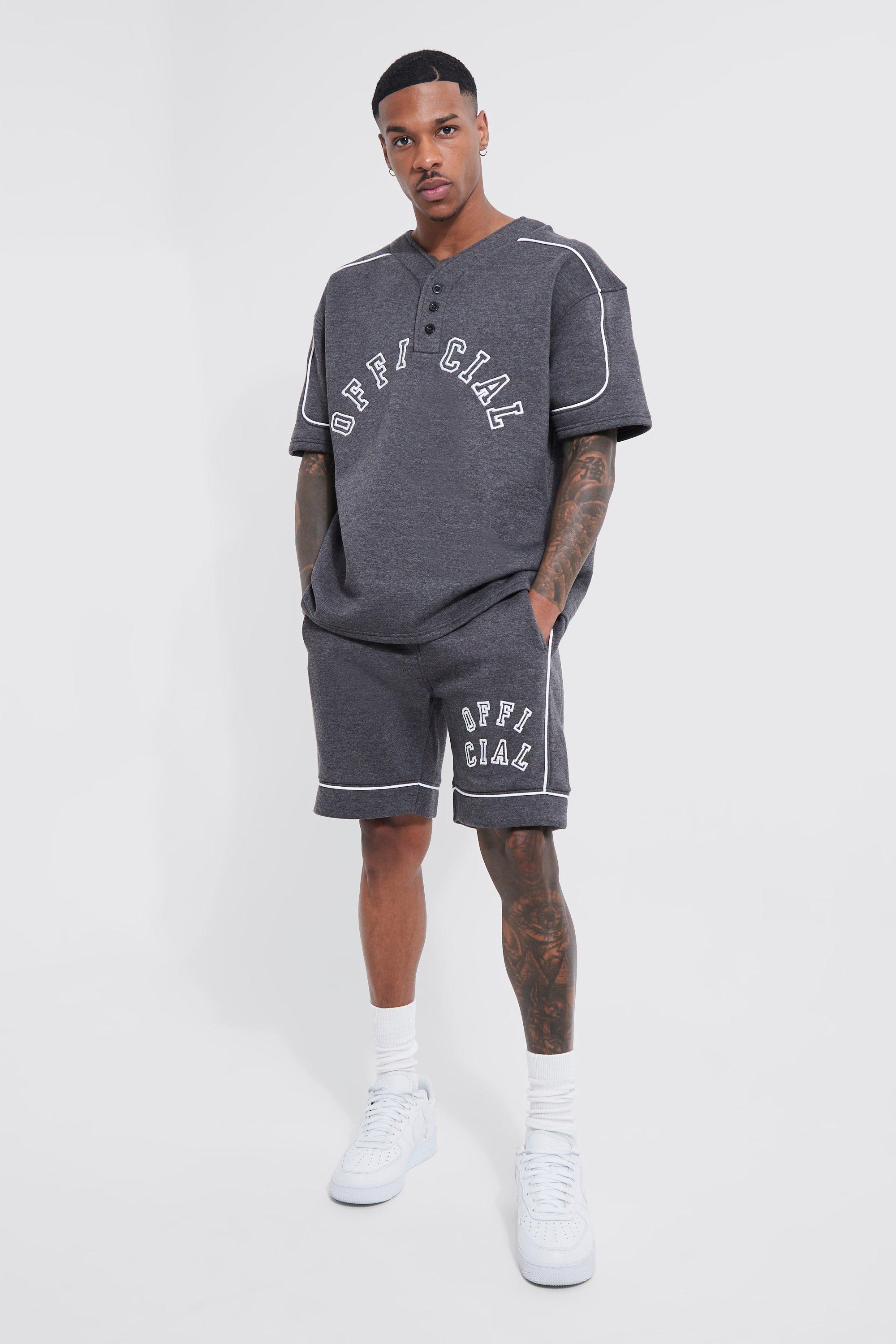 boohooMAN Oversized Official Baseball Polo and Short Set