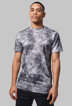 Man Active Abstract Camo Print T-shirt charcoal