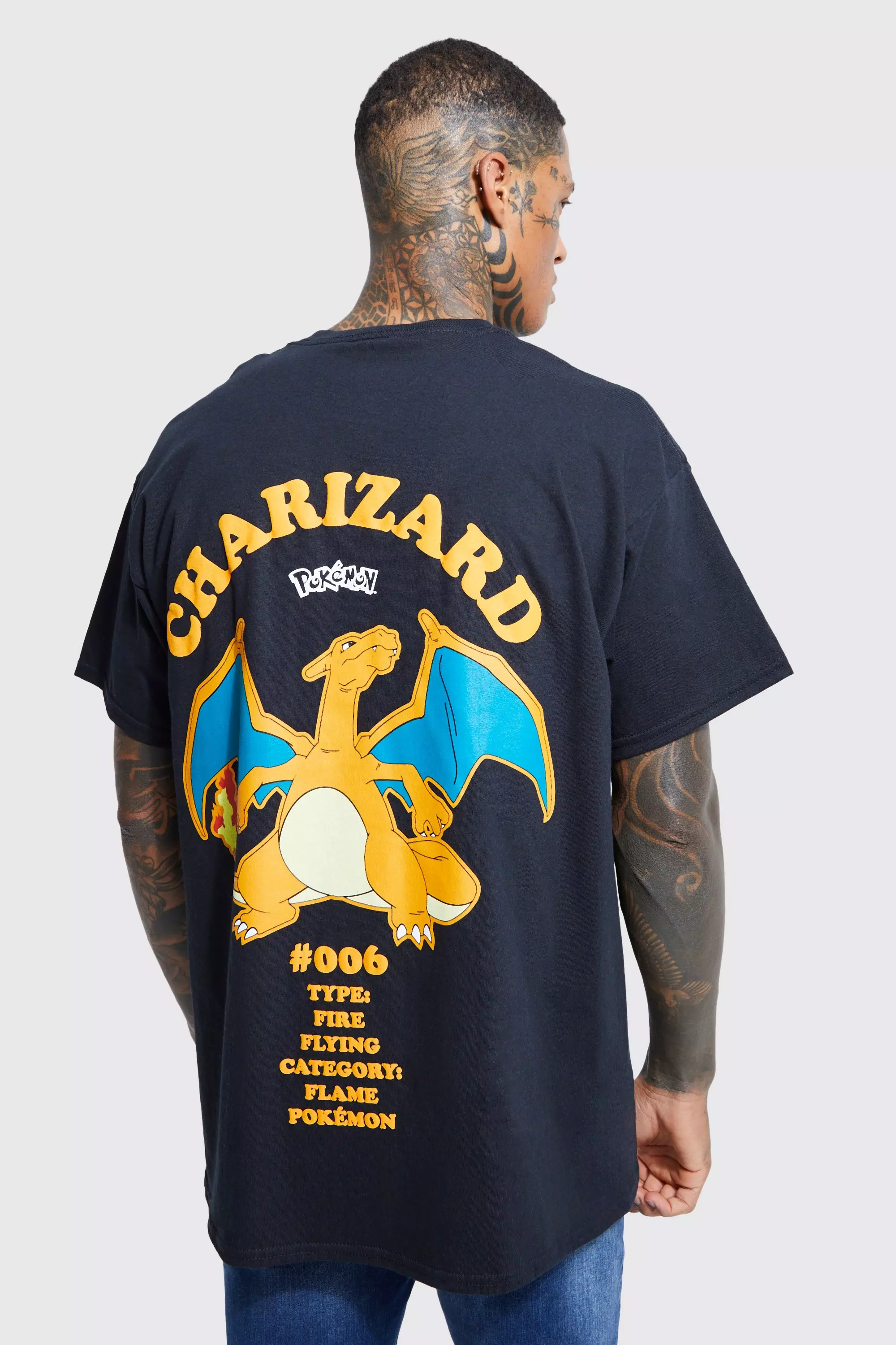 Oversized Pokemon Charizard License T-shirt Black