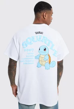 White Oversized Pokemon Squirtle License T-shirt