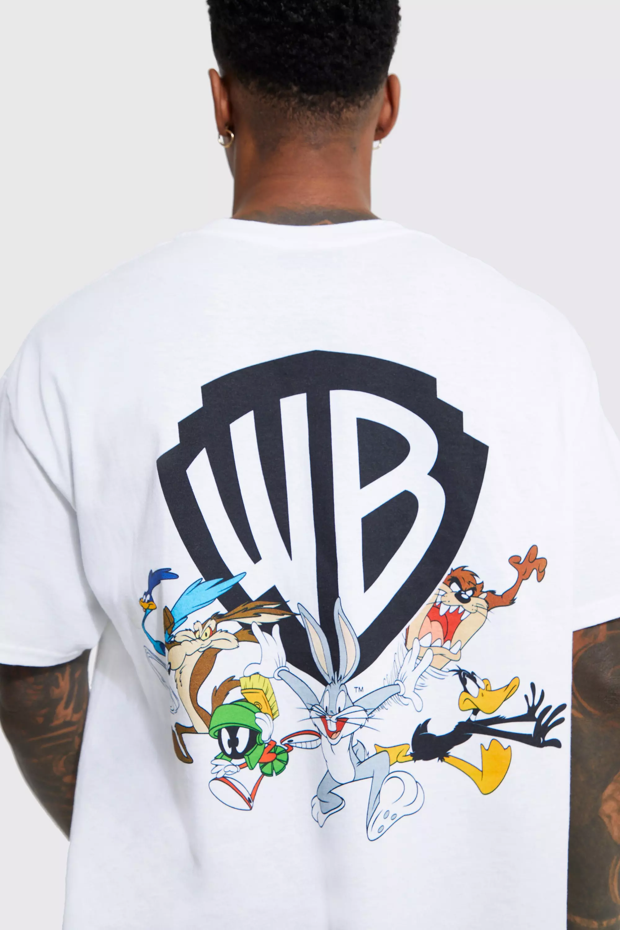 White Oversized Warner Bros Logo License T-shirt alternative image