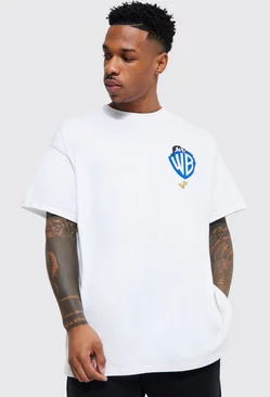 White Oversized Warner Bros Logo License T-shirt