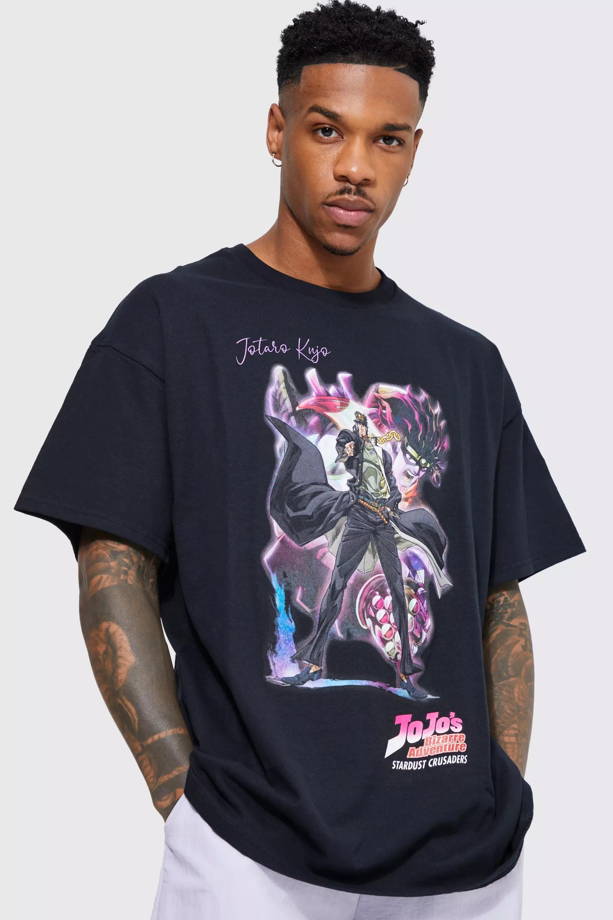 Black Oversized Jojo's Bizarre Adventure T-shirt alternative image
