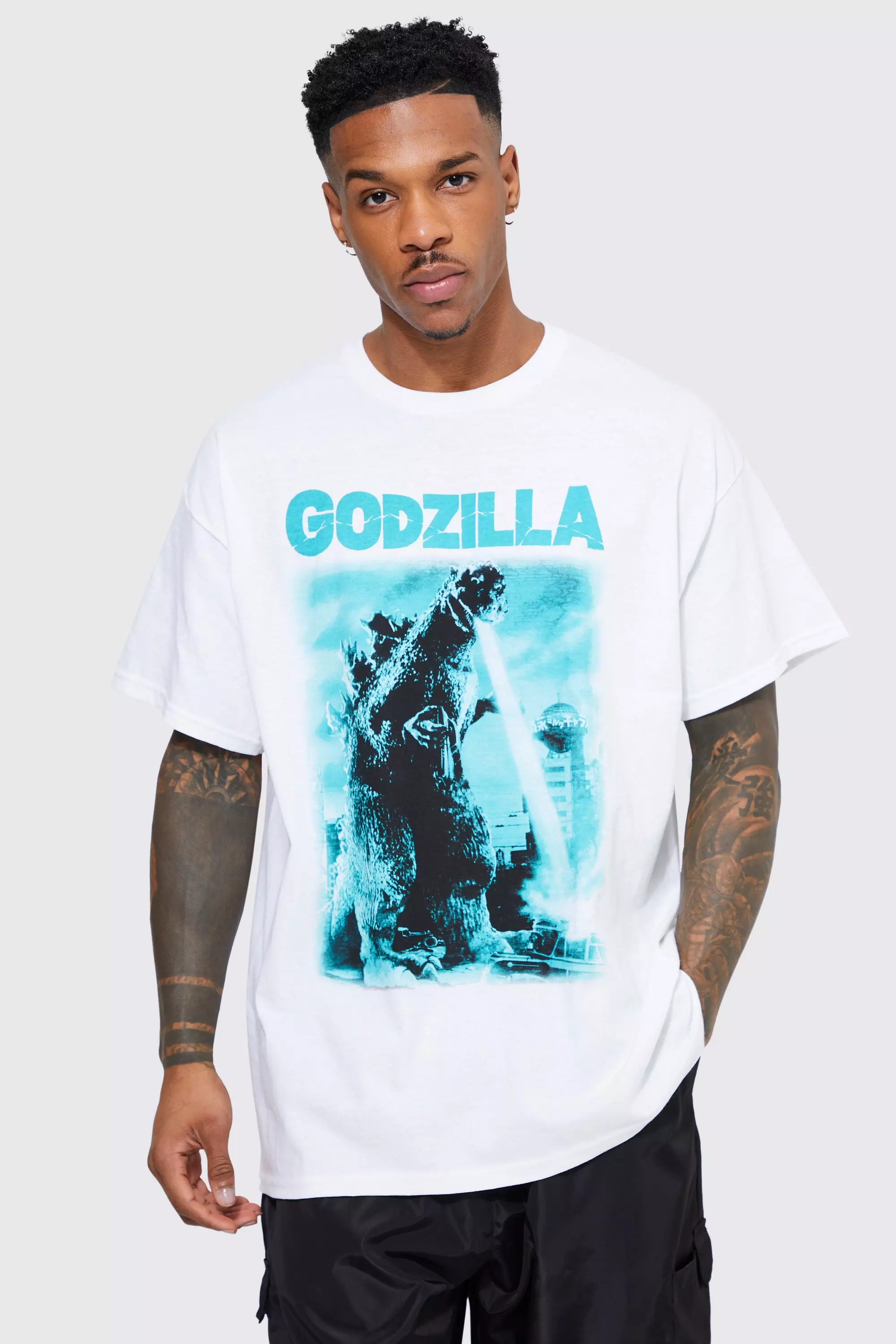 White Oversized Godzilla License T-shirt alternative image