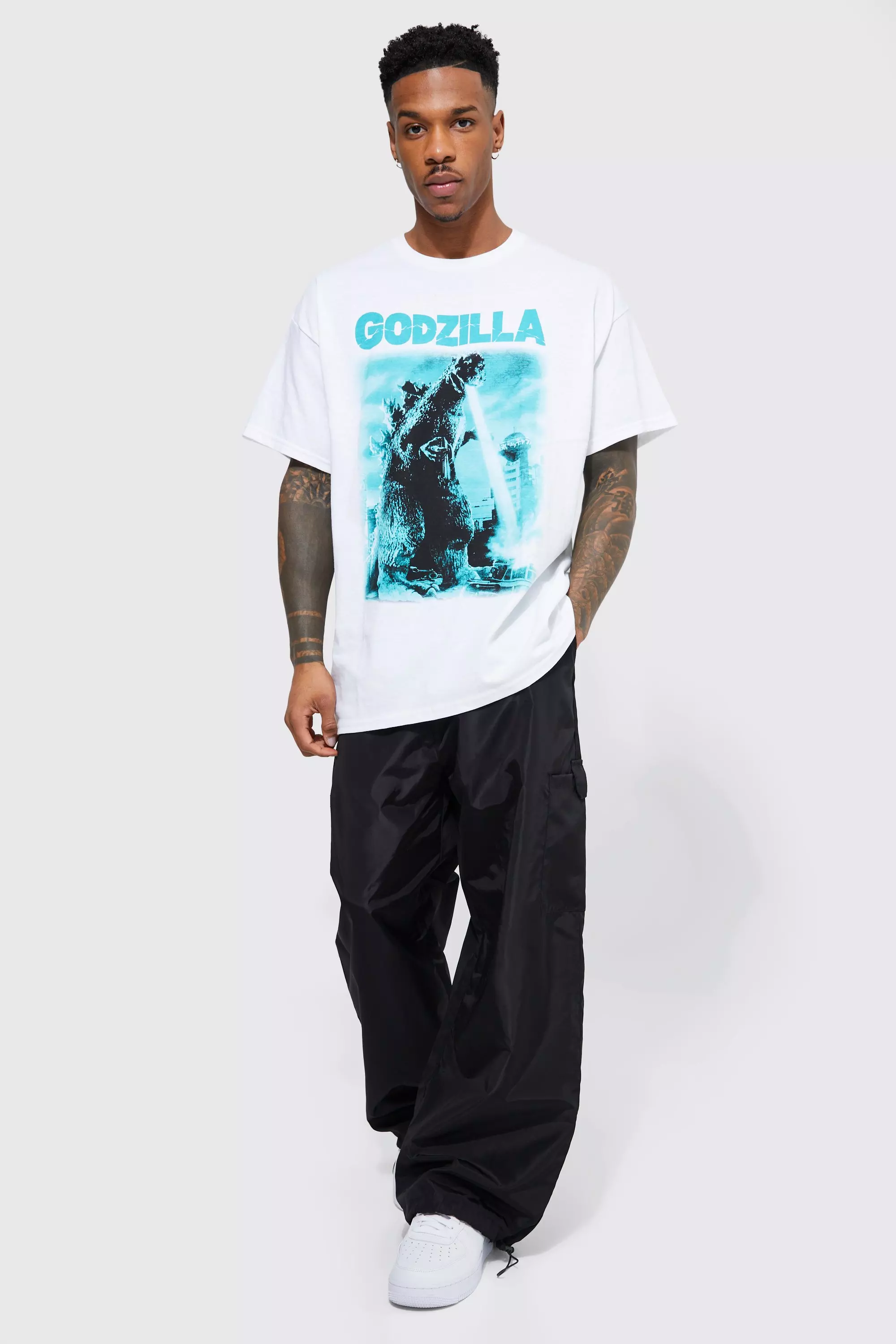 White Oversized Godzilla License T-shirt alternative image