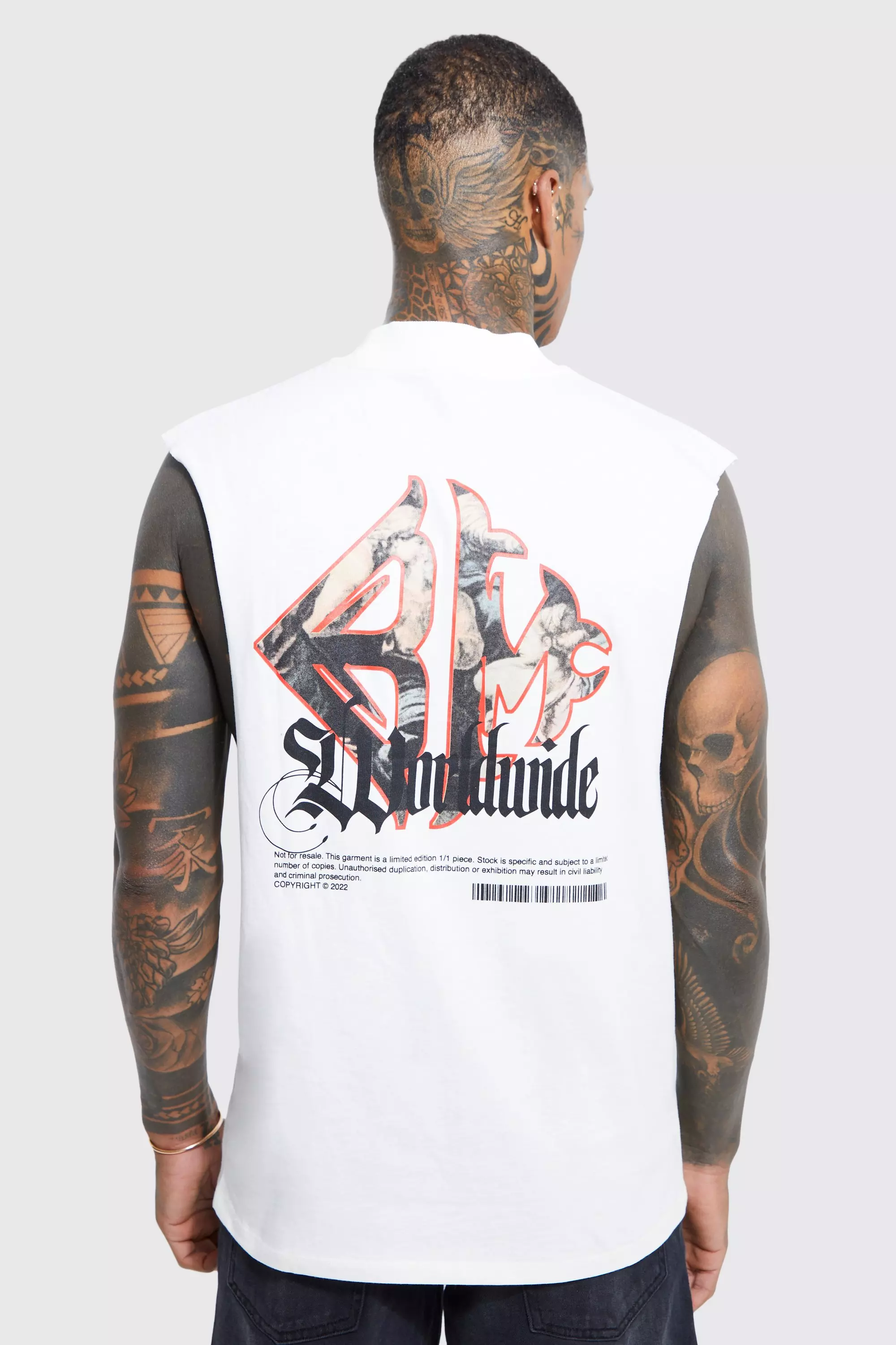 Ecru Renaissance Infill Text Drop Armhole Tank alternative image