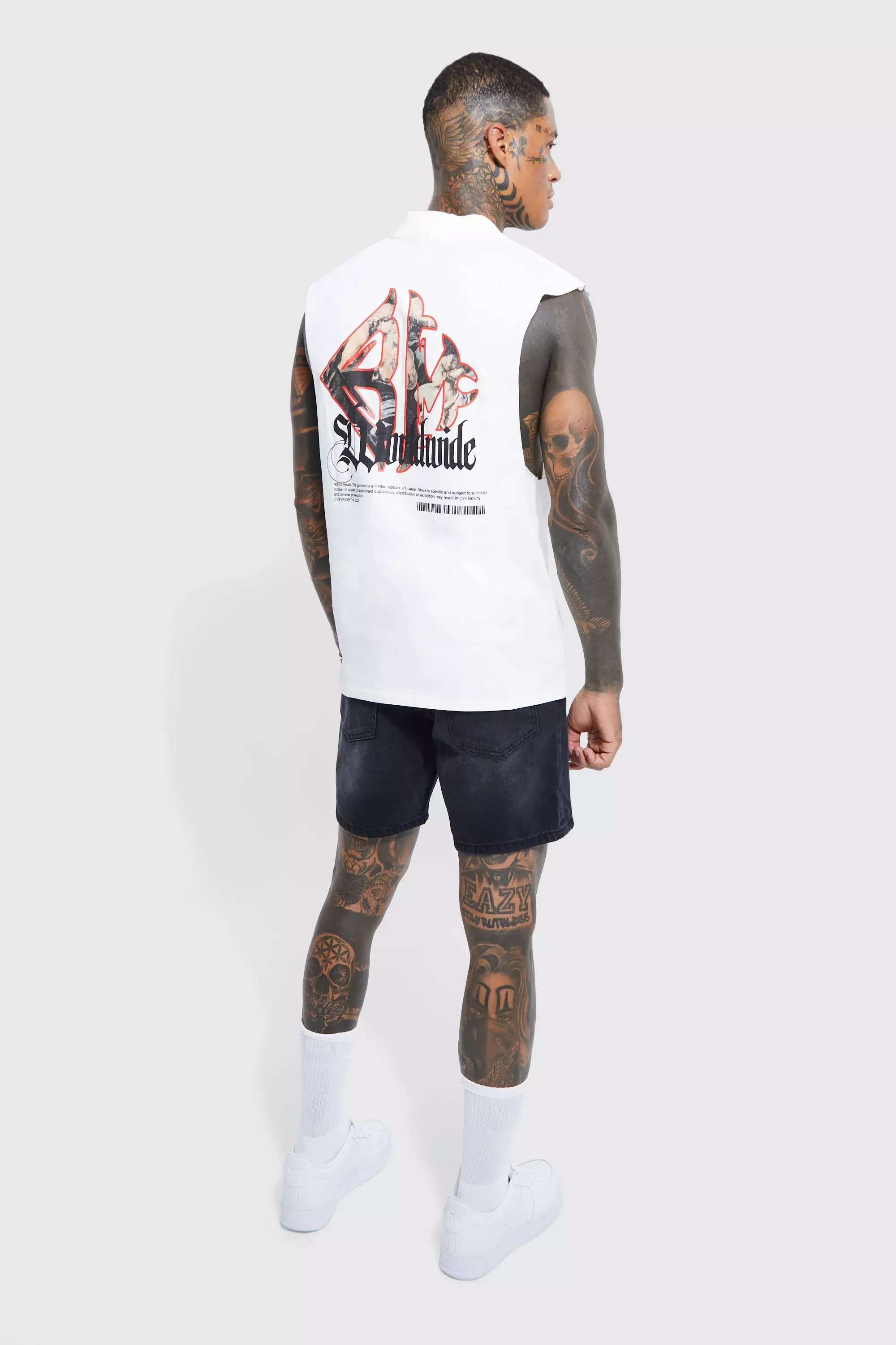 Ecru Renaissance Infill Text Drop Armhole Tank alternative image