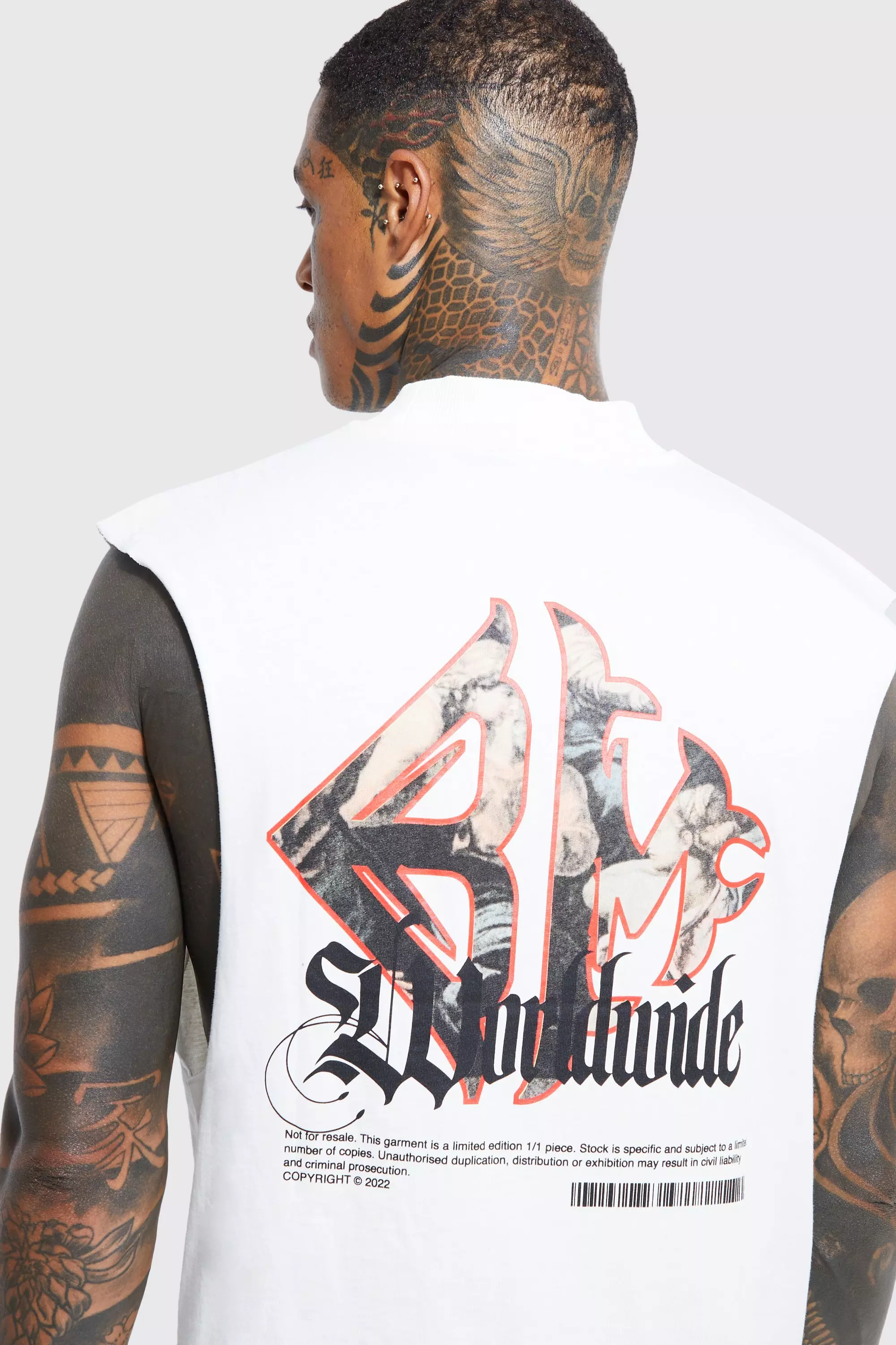 Ecru Renaissance Infill Text Drop Armhole Tank alternative image