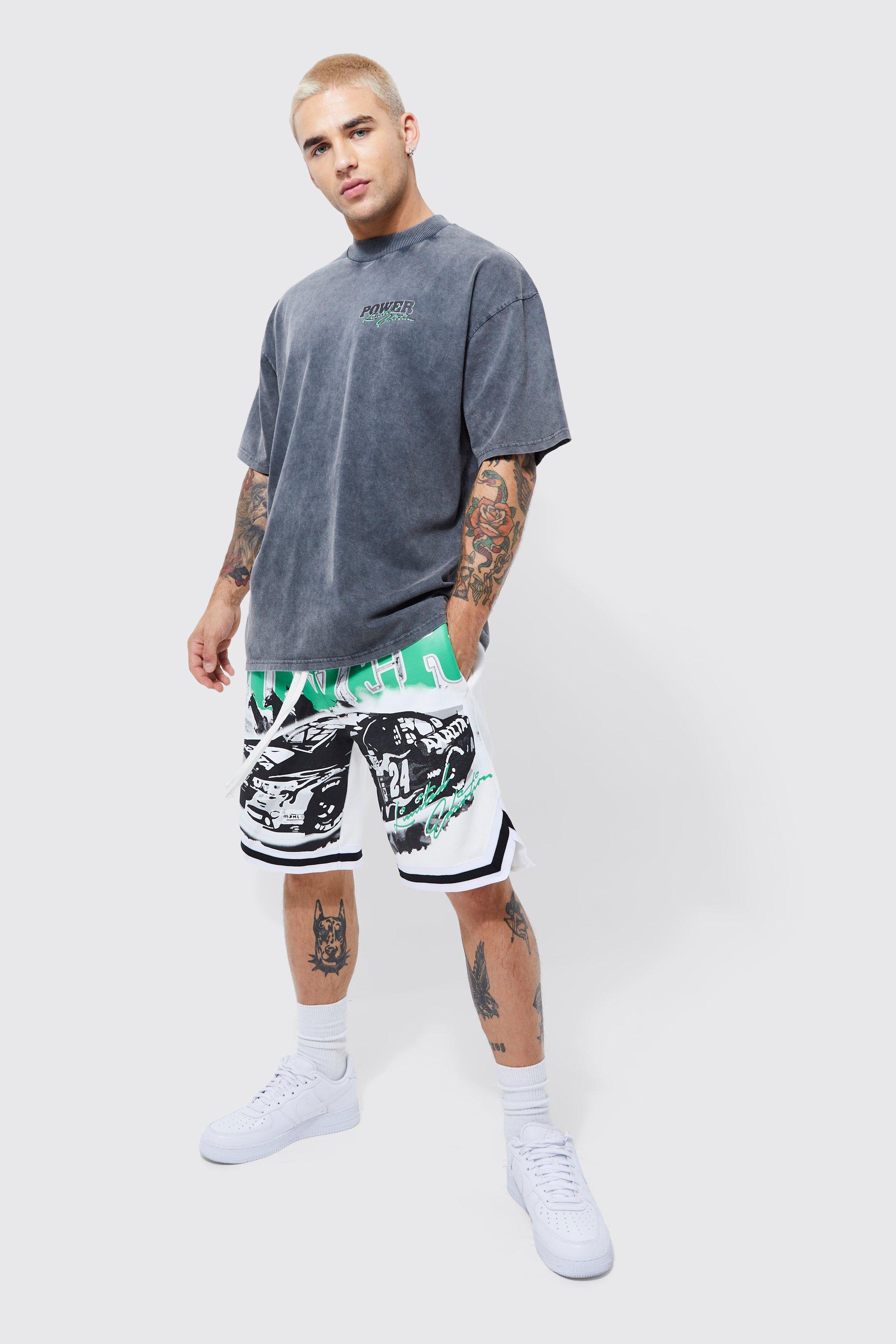 boohooMAN Men's Oversized Boxy Basketball Short Set