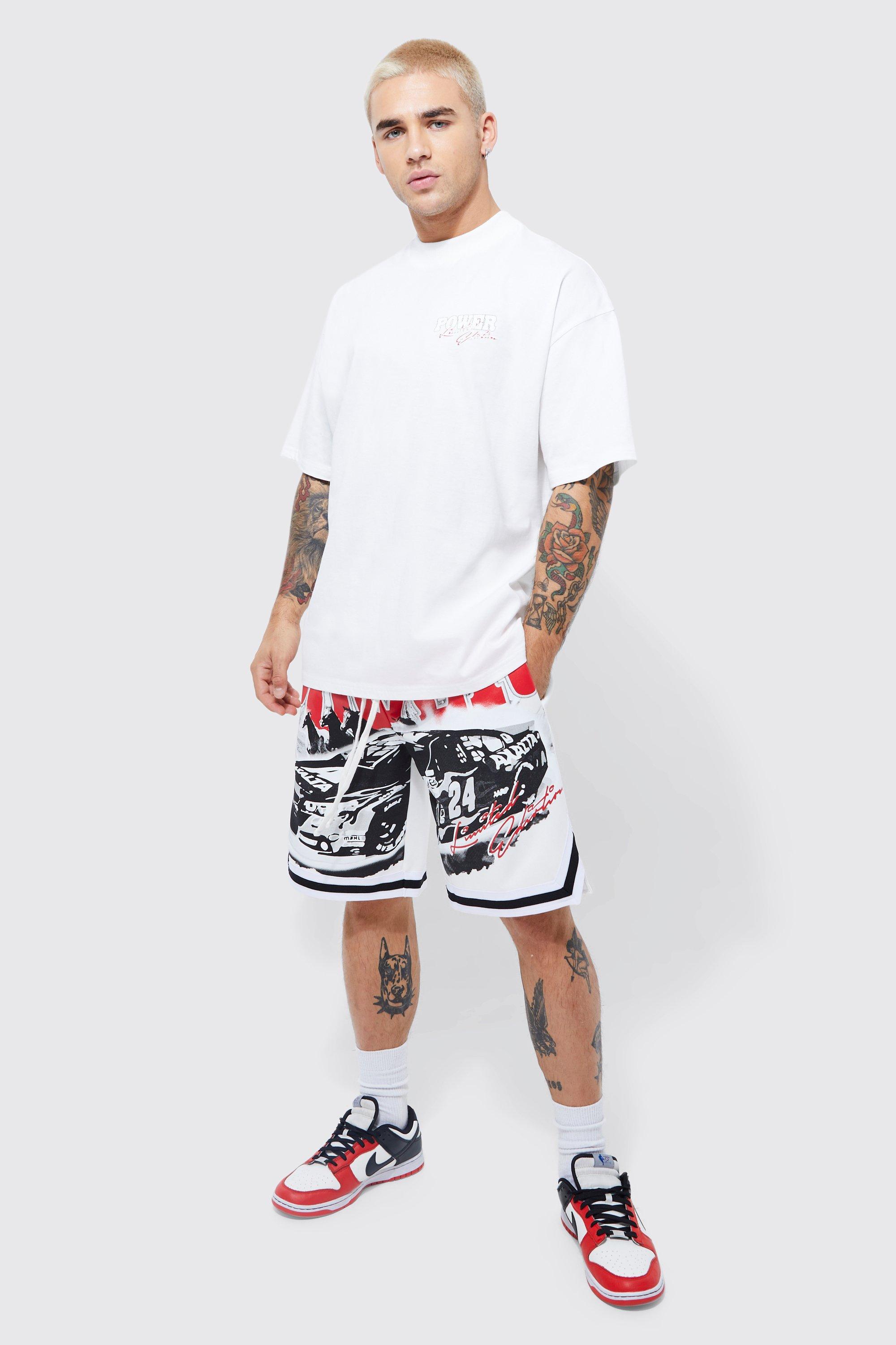 boohooMAN Mens Oversized Basketball Graphic T-Shirt - White XS