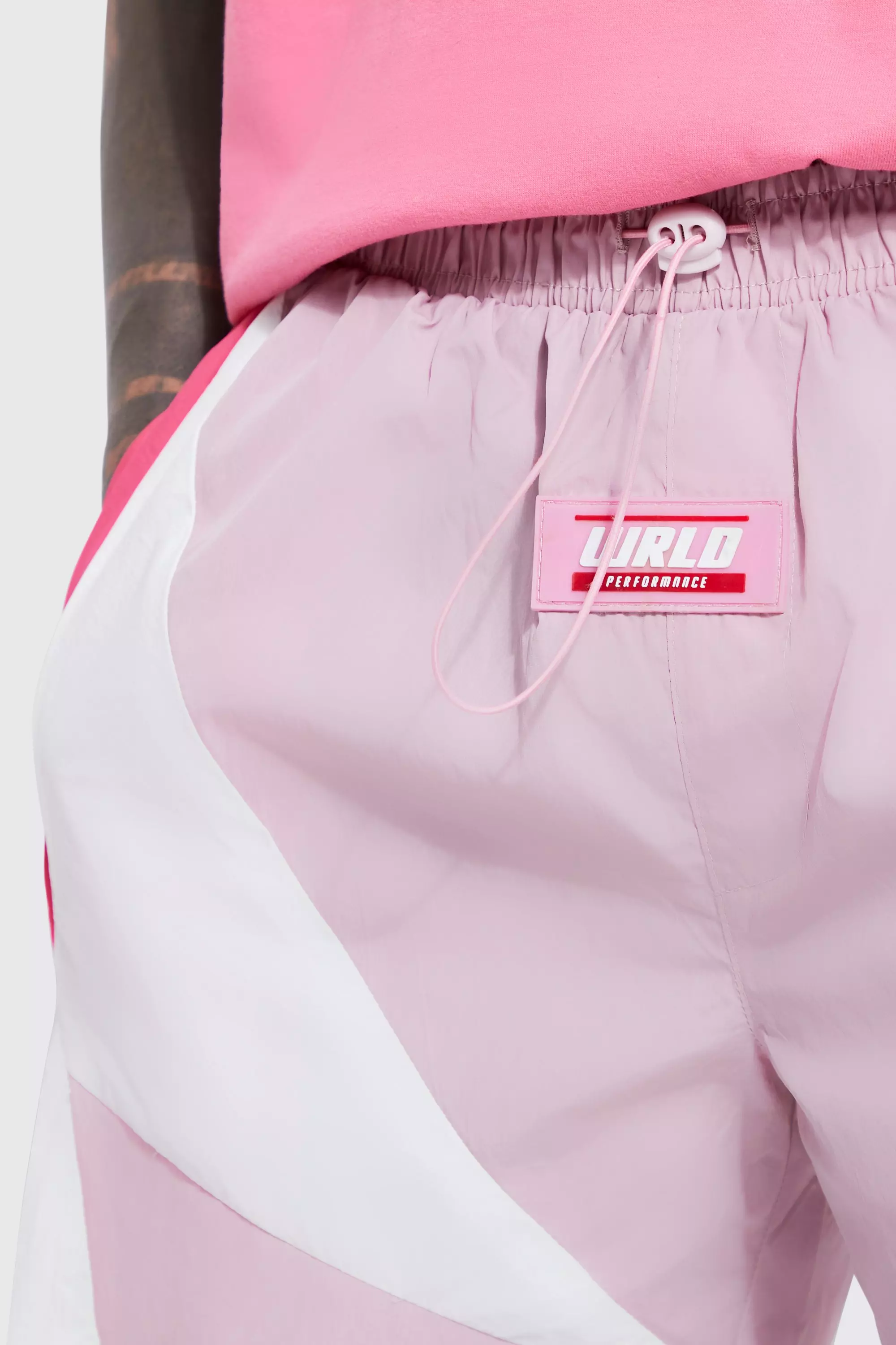Pink Elastic Waist Relaxed Moto Shorts alternative image