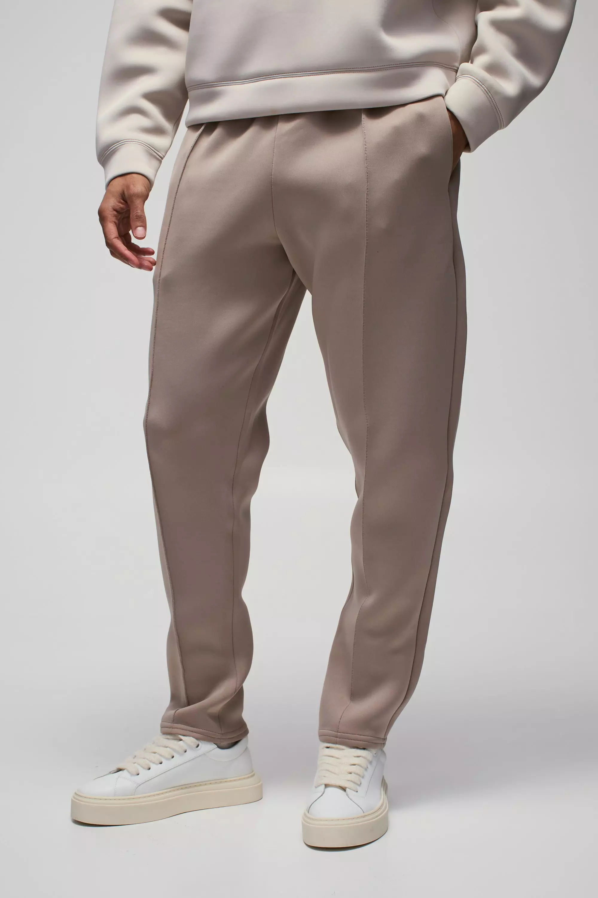 Taupe Slim Tapered Bonded Scuba Jogger alternative image