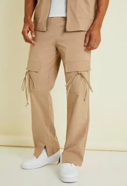 Relaxed Elasticated Waist Cargo Pants Taupe