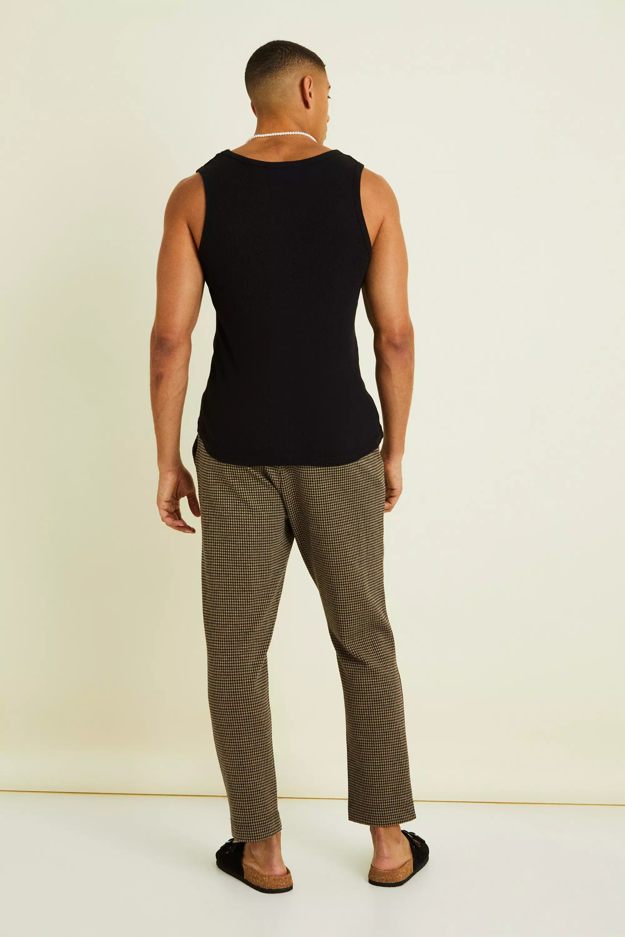 Taupe Tapered Crop Pintuck Elasticated Waist Smart Jogger alternative image