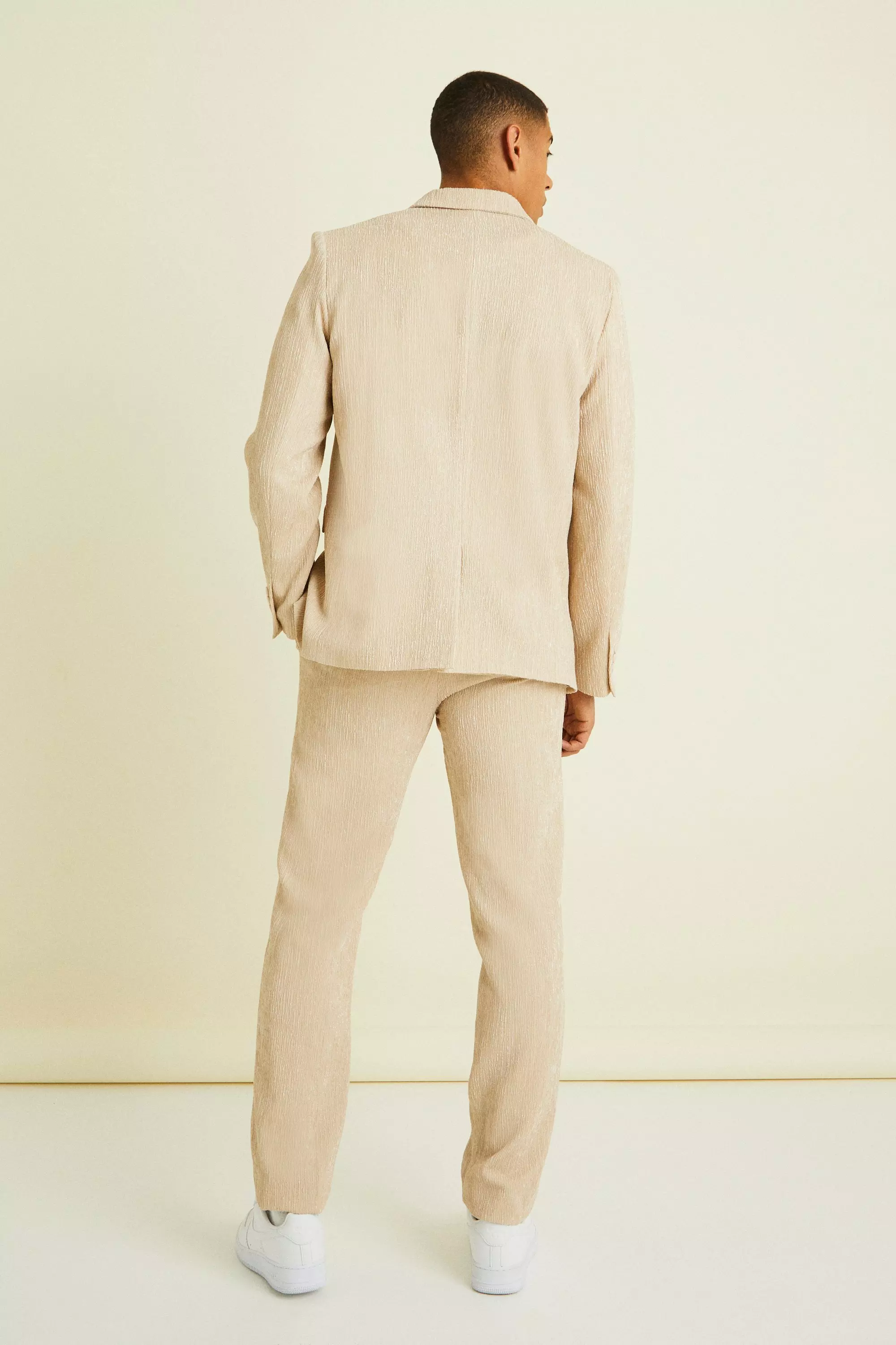Nude Wrap Front Crinkle Relaxed Suit Jacket alternative image