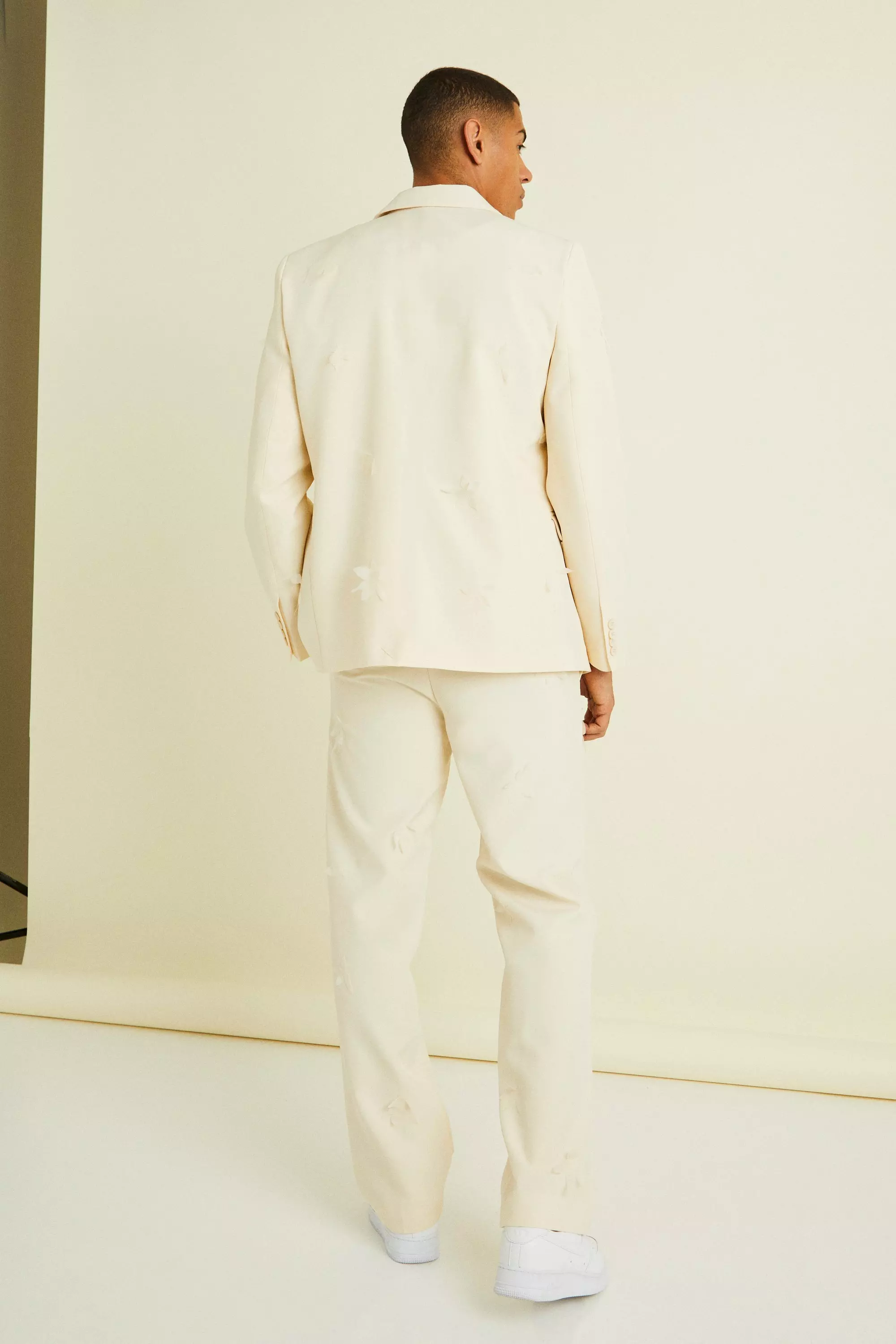 Veste de costume ample brodée, Ecru autre image