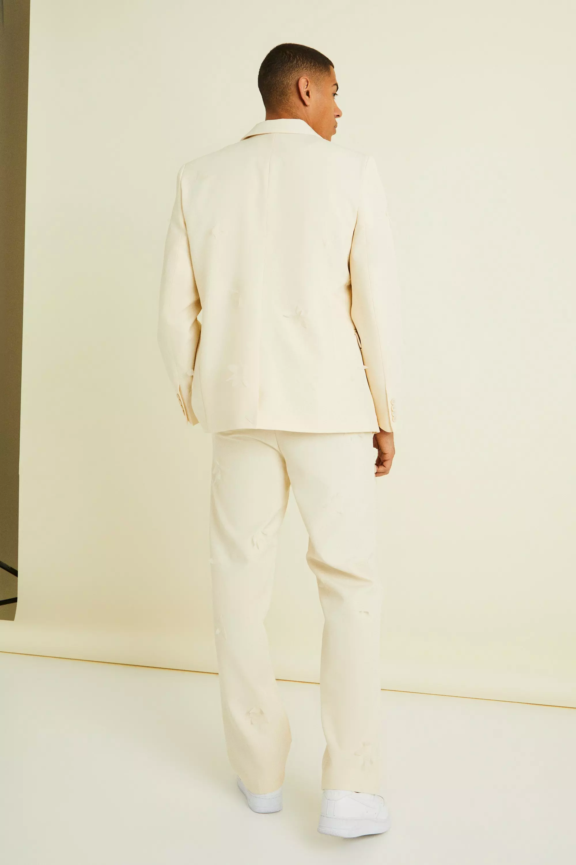 Ecru Organza Embroidered Relaxed Suit Trouser alternative image