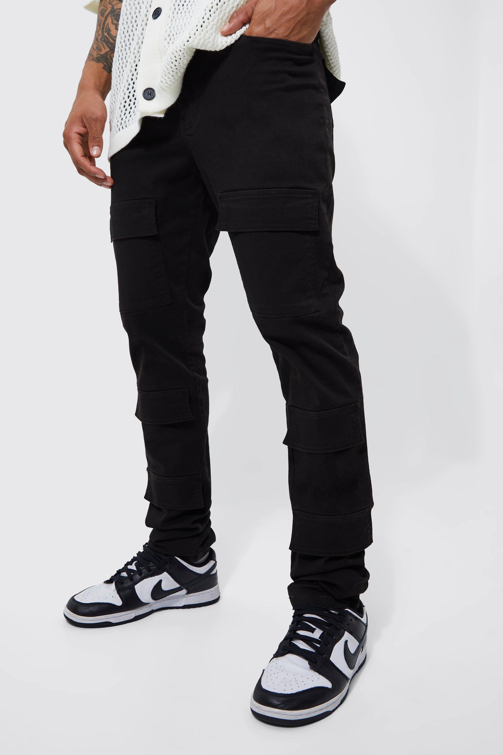 Black Skinny Cargo Pants Men's Streetwear Monocloth –, 60% OFF