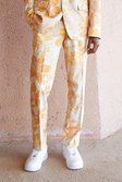 Ecru Toosii Slim Fit Printed Floral Suit Trousers