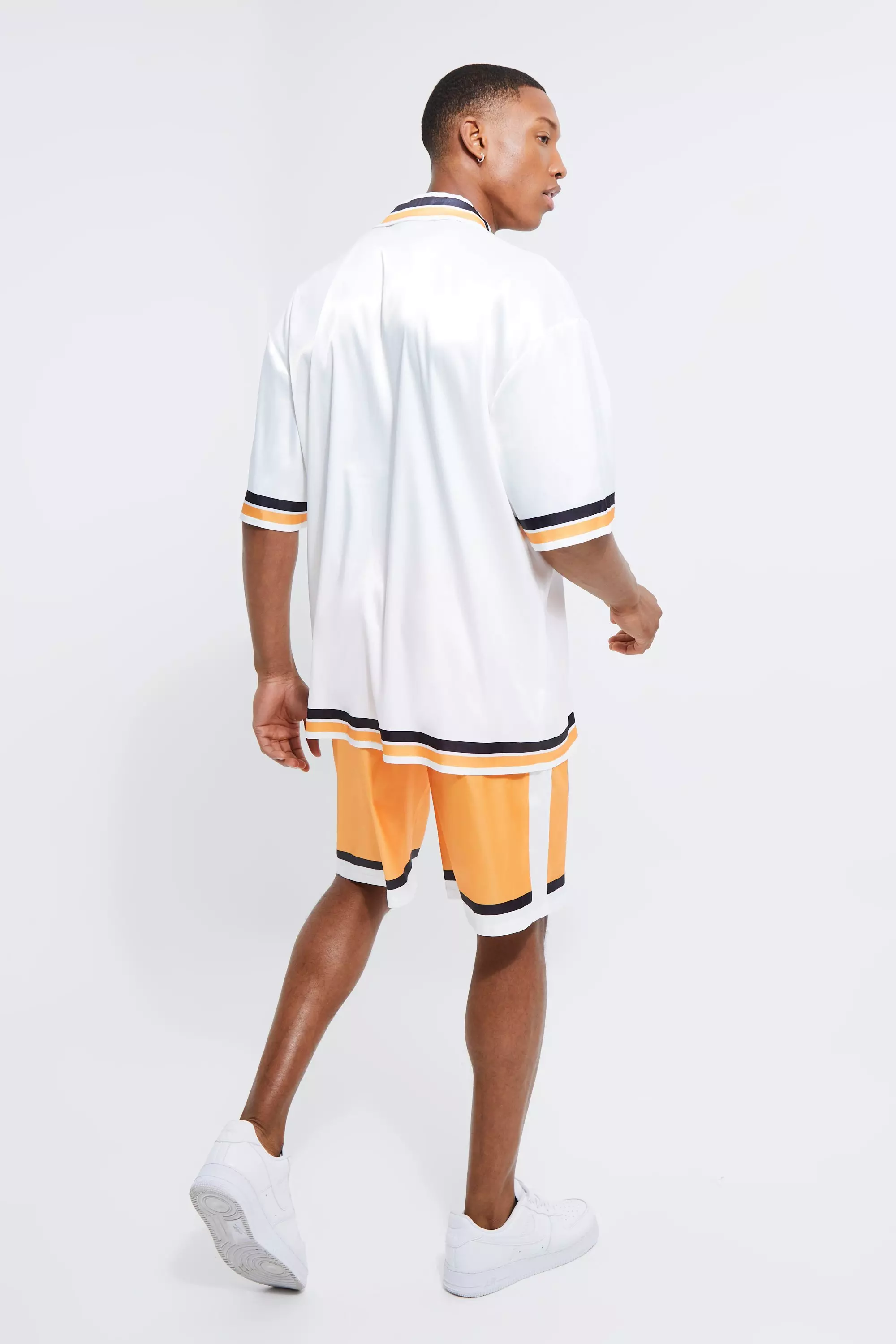 Yellow Toosii Boxy Oversized Satin Graphic Shirt And Shorts alternative image
