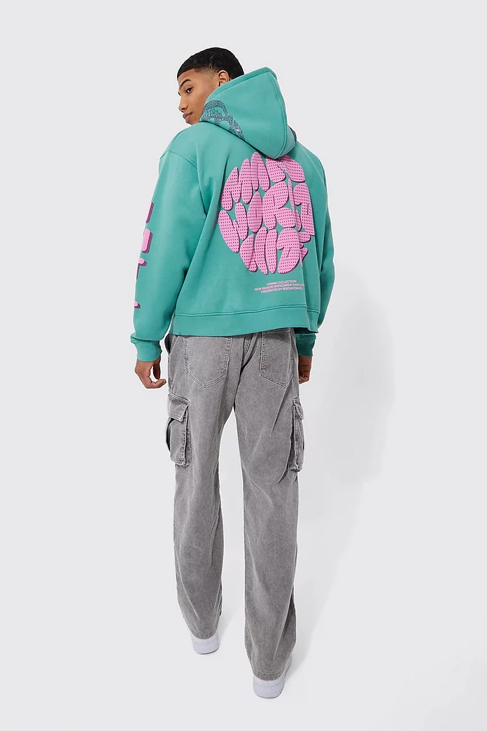 Boxy Hooded Official Print Jersey Jacket | boohooMAN USA Boxy Hooded Official Print Jersey Jacket | boohooMAN USA