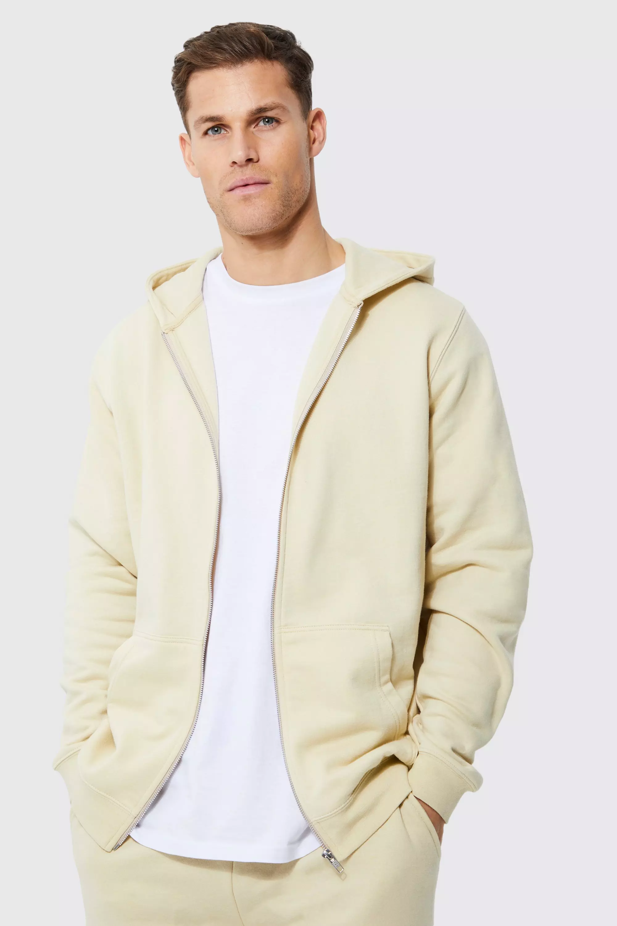 Tall Regular Fit Zip Through Hoodie boohooMAN IE