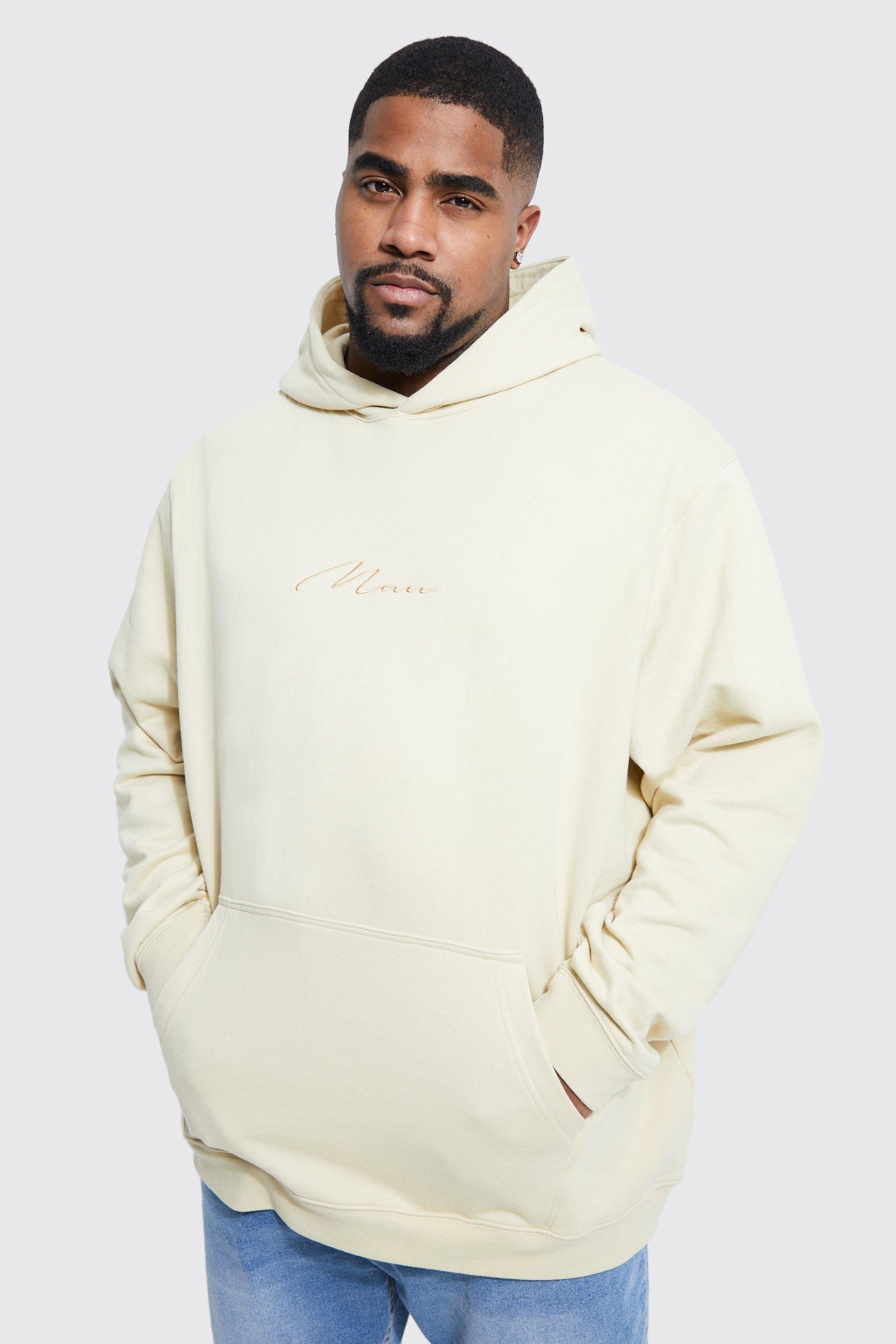 boohooMAN Plus Size Man Signature Embroidered Hoodie