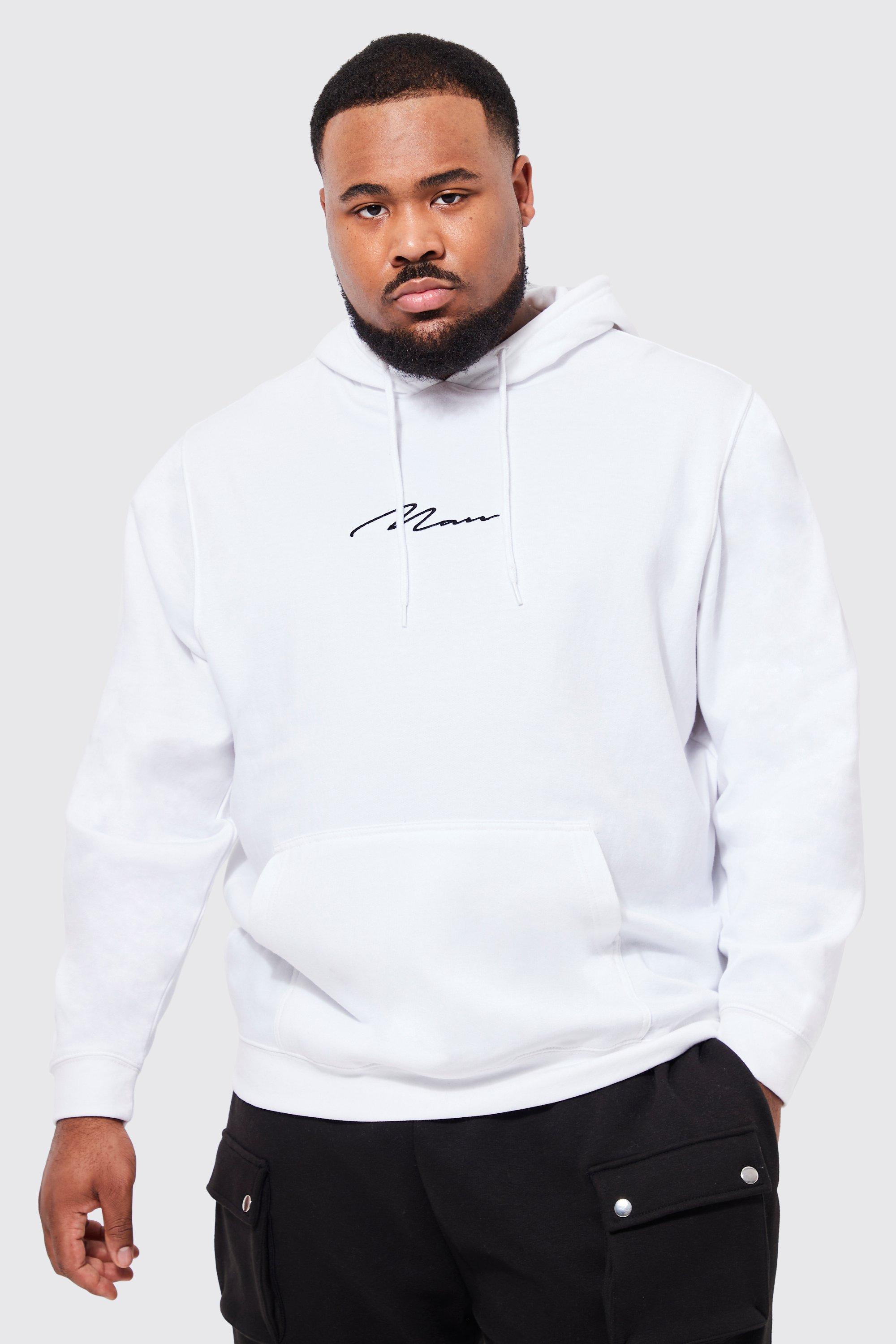 boohooMAN Plus Size Man Signature Embroidered Hoodie