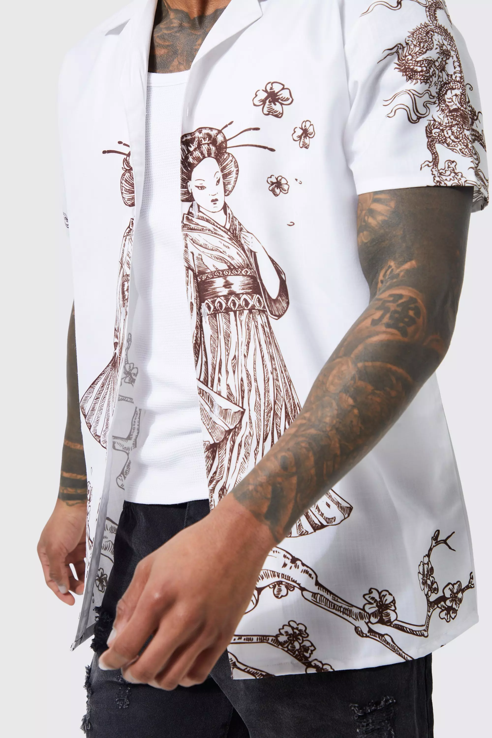 Short Sleeve Slub Woman Printed Shirt boohooMAN