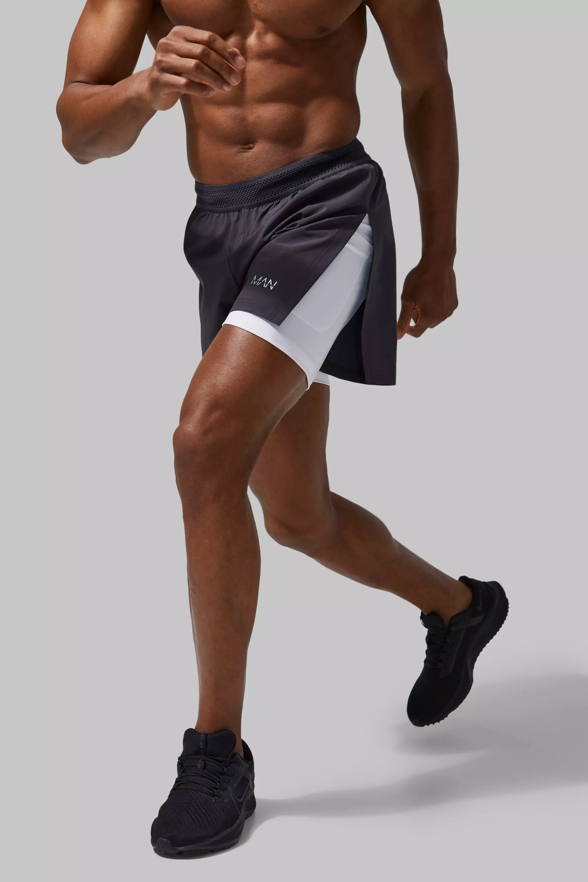 Man Active High Split 2 in 1 Short boohooMAN USA