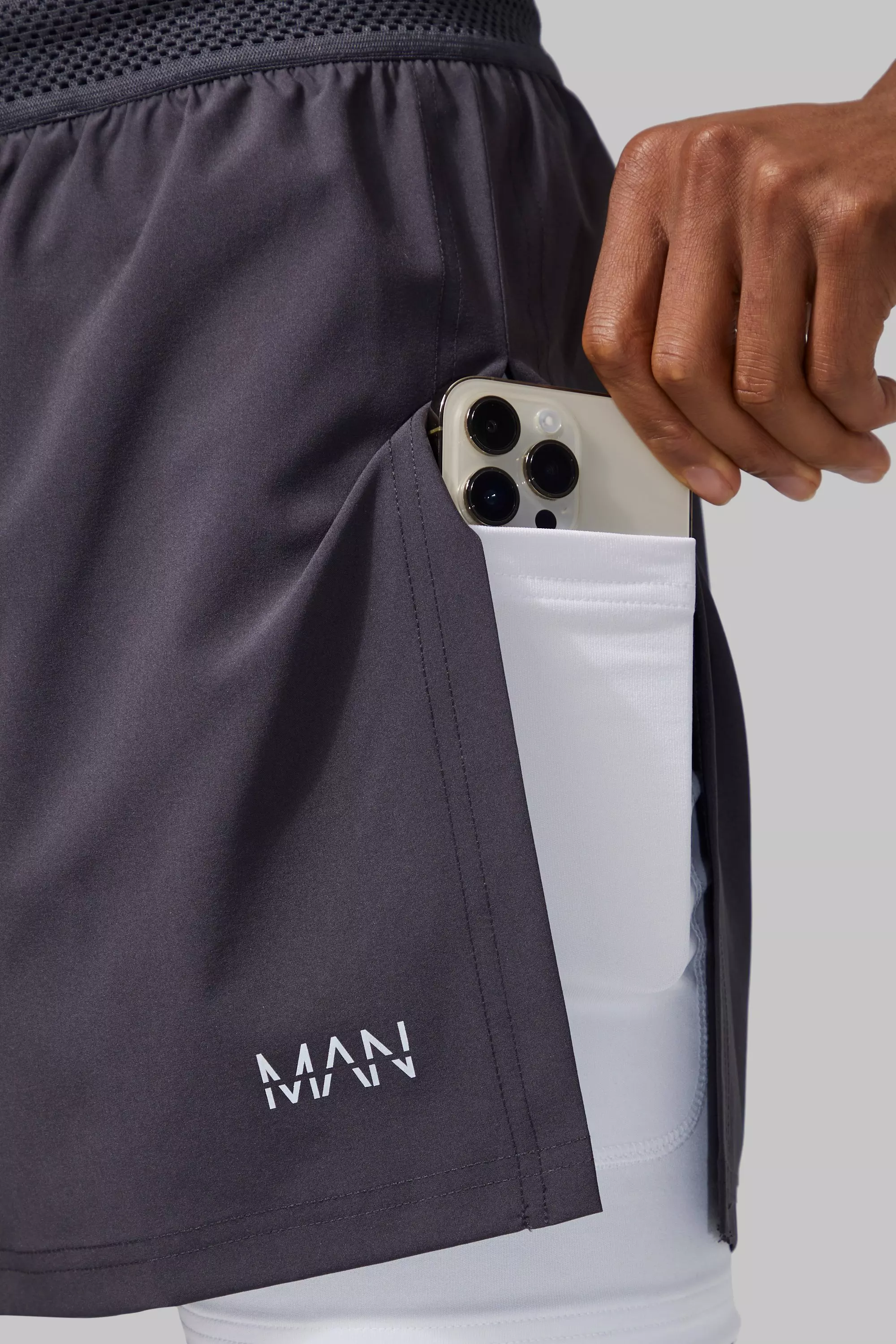 Charcoal Man Active High Split 2-in-1 Short alternative image