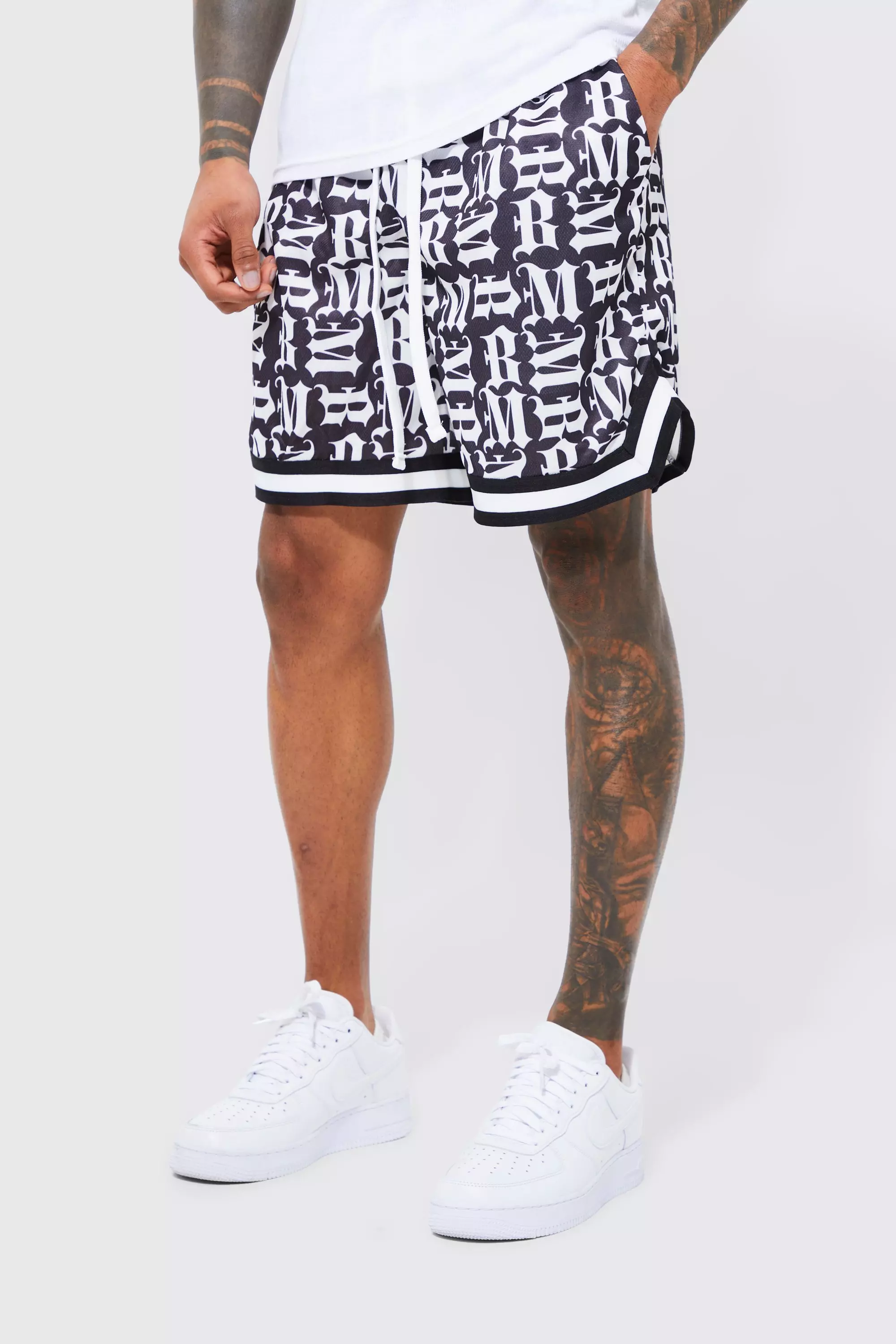 Baggy Mesh Nfl Raiders Shorts Met Gestreepte Zoom | boohooMAN