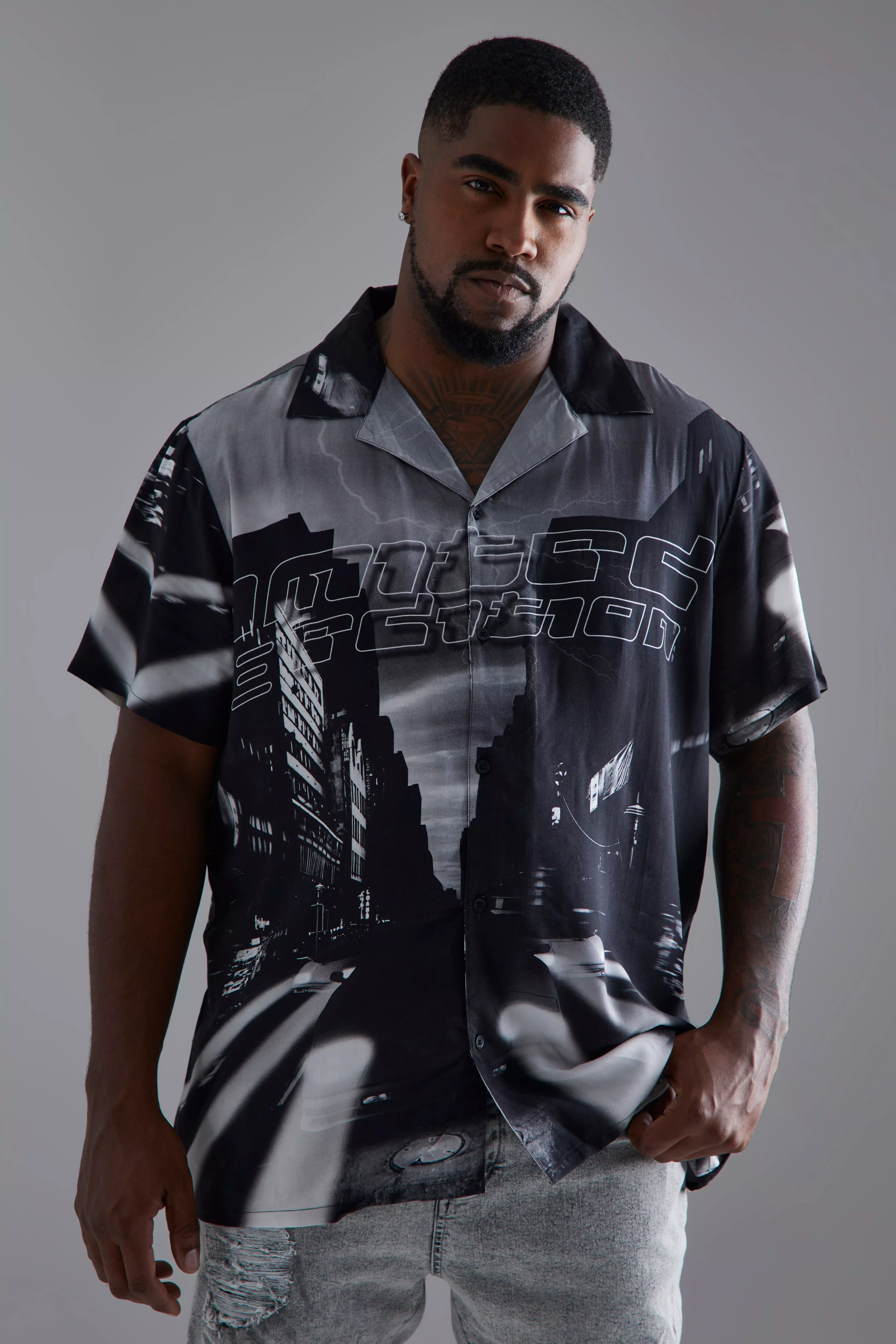 Black Plus Viscose Limited Edition Printed Shirt alternative image
