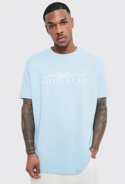 Blue Loose Nouvelle Print T-shirt