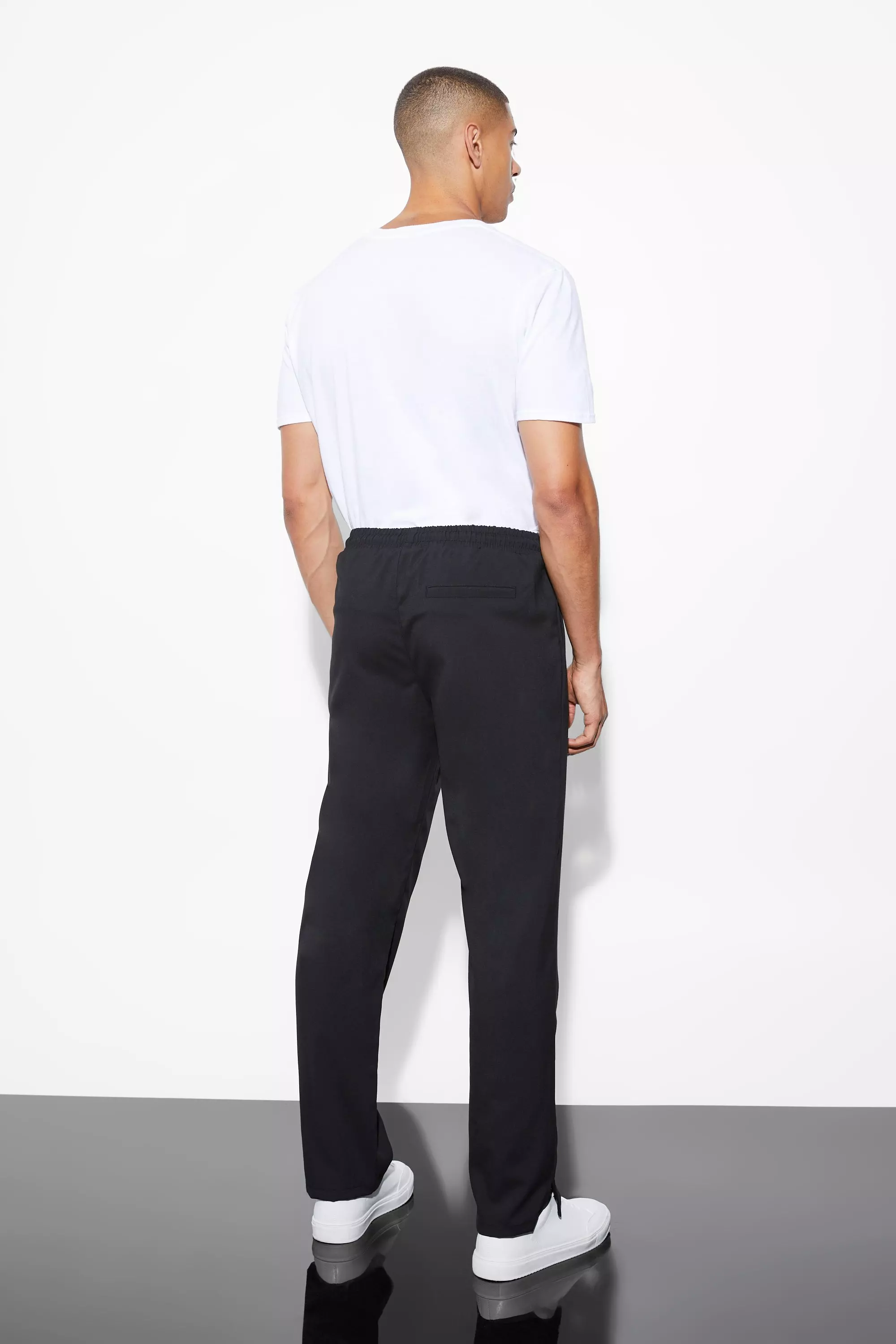 Black Elasticated Straight Leg Split Hem Trouser alternative image