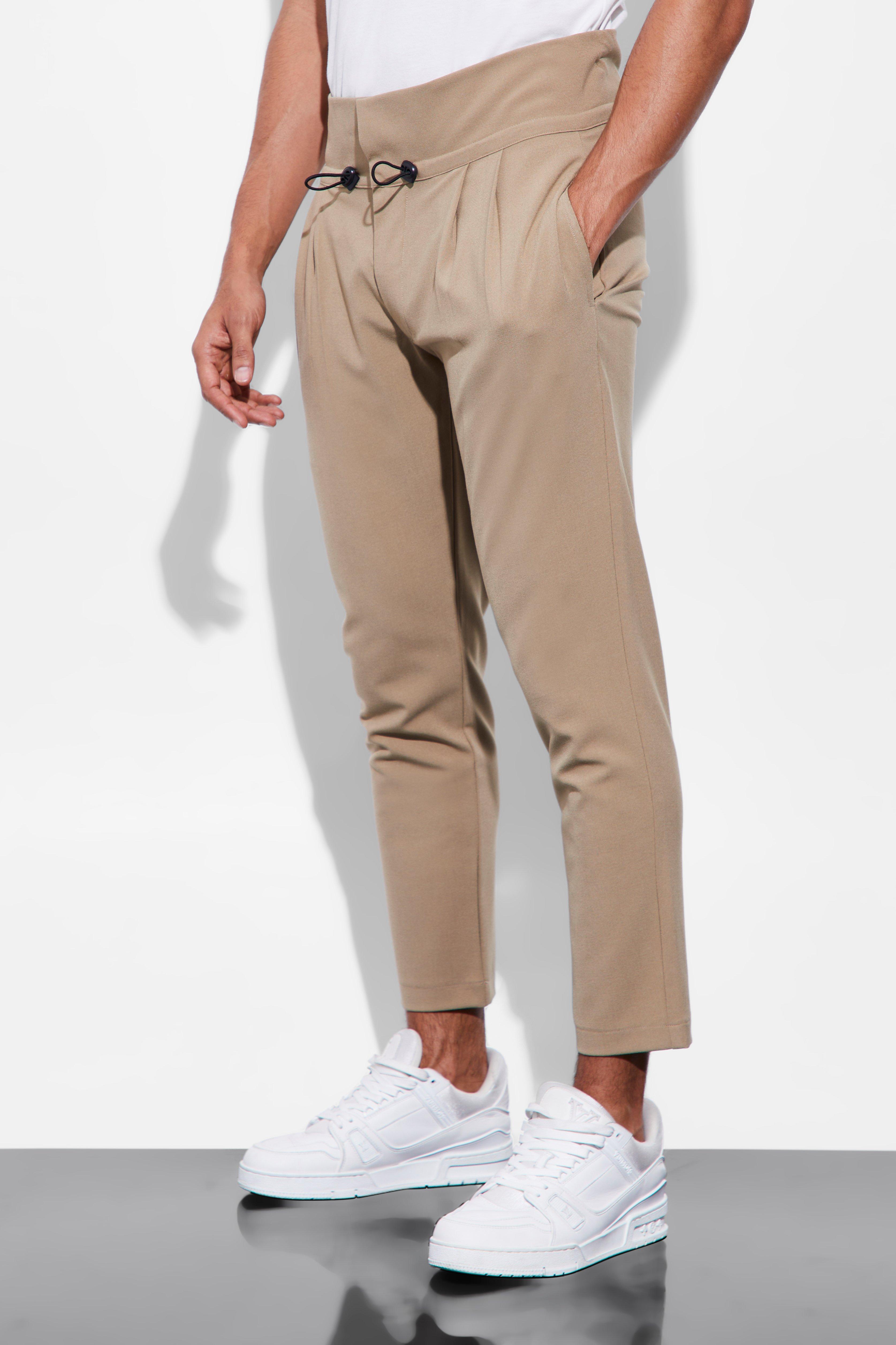 boohooMAN Men's Tapered High Rise Trouser with Belt Loops