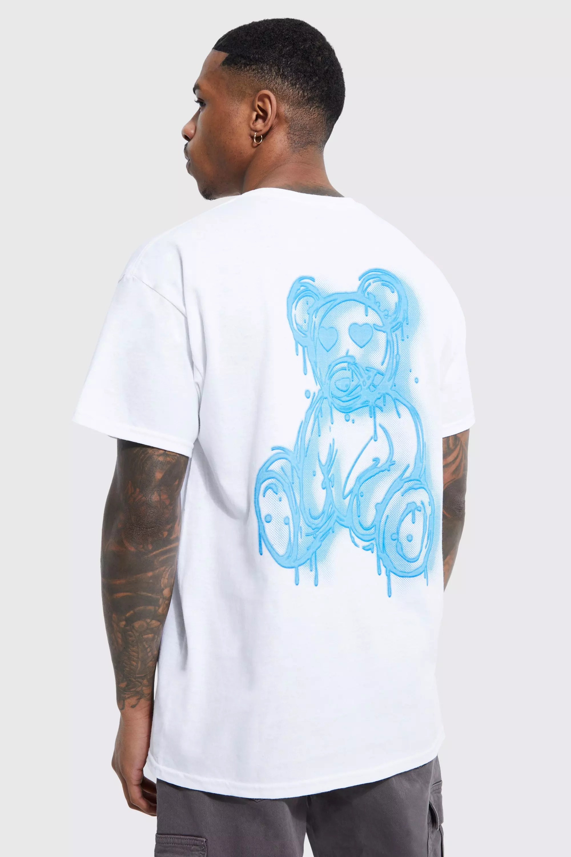 Regular Fit Spray On Teddy Graphic T-shirt White