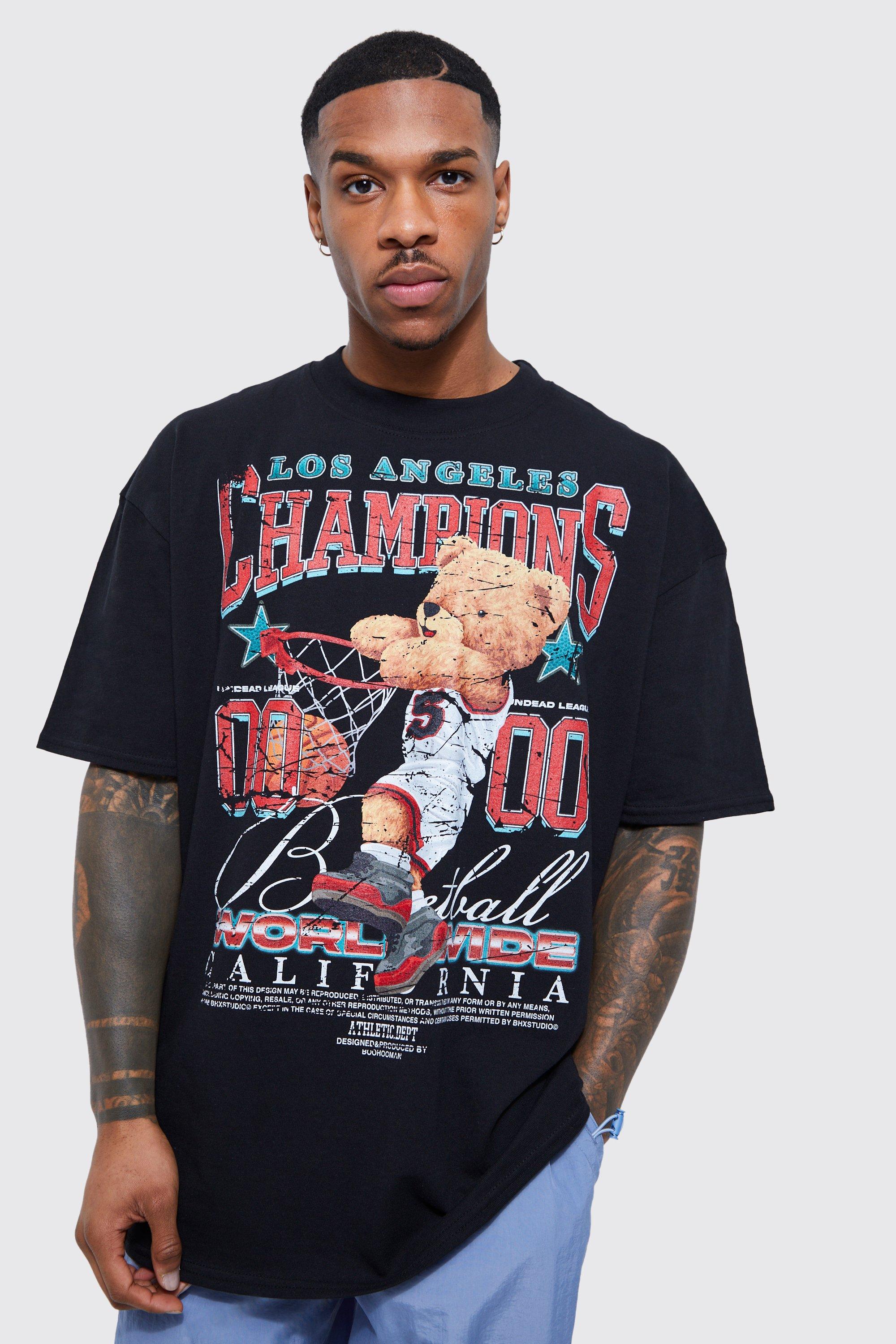 Vintage Basketball Teddy Graphic T-shirt | boohooMAN