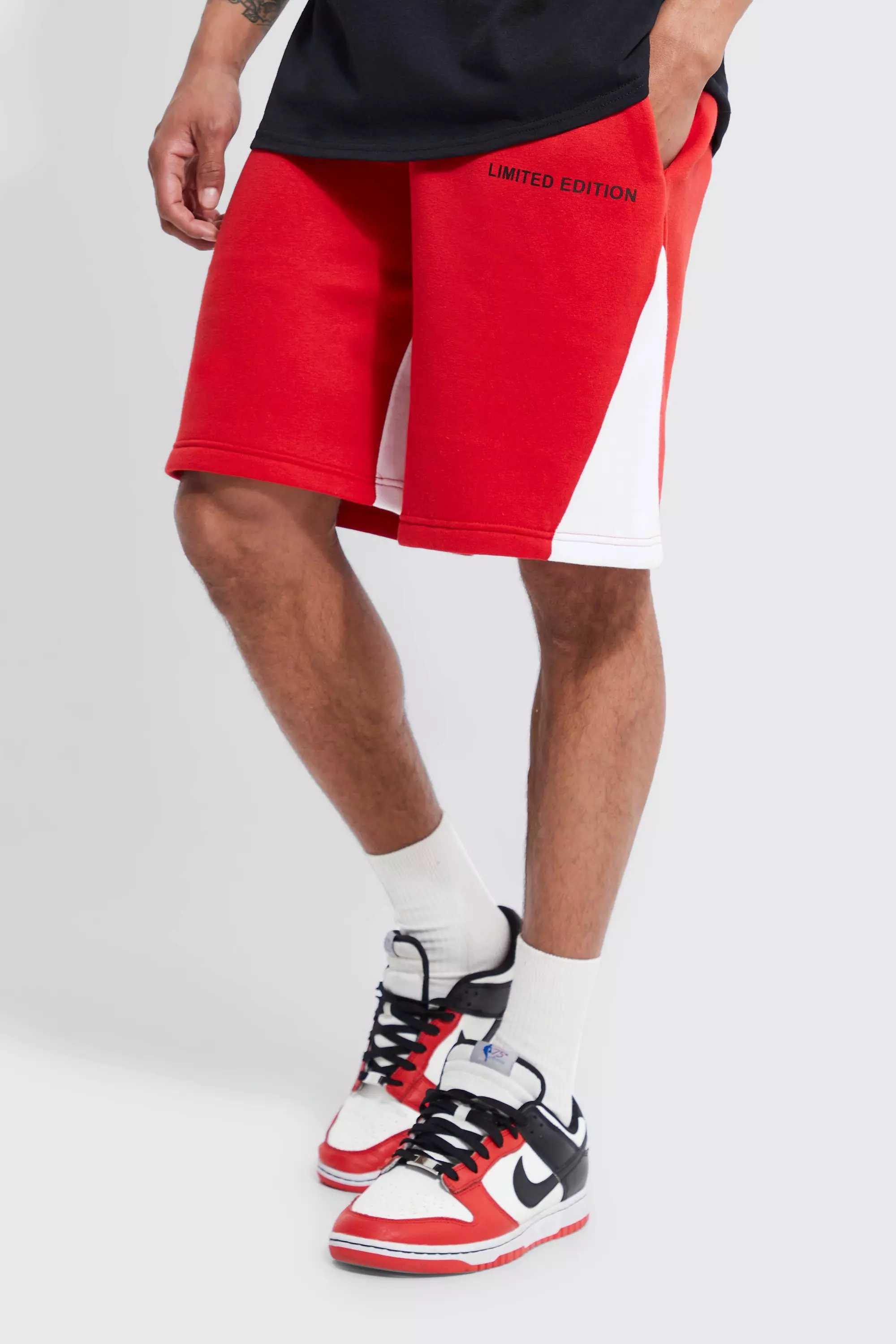 Limited Edition Oversized Contrast Gusset Short Red