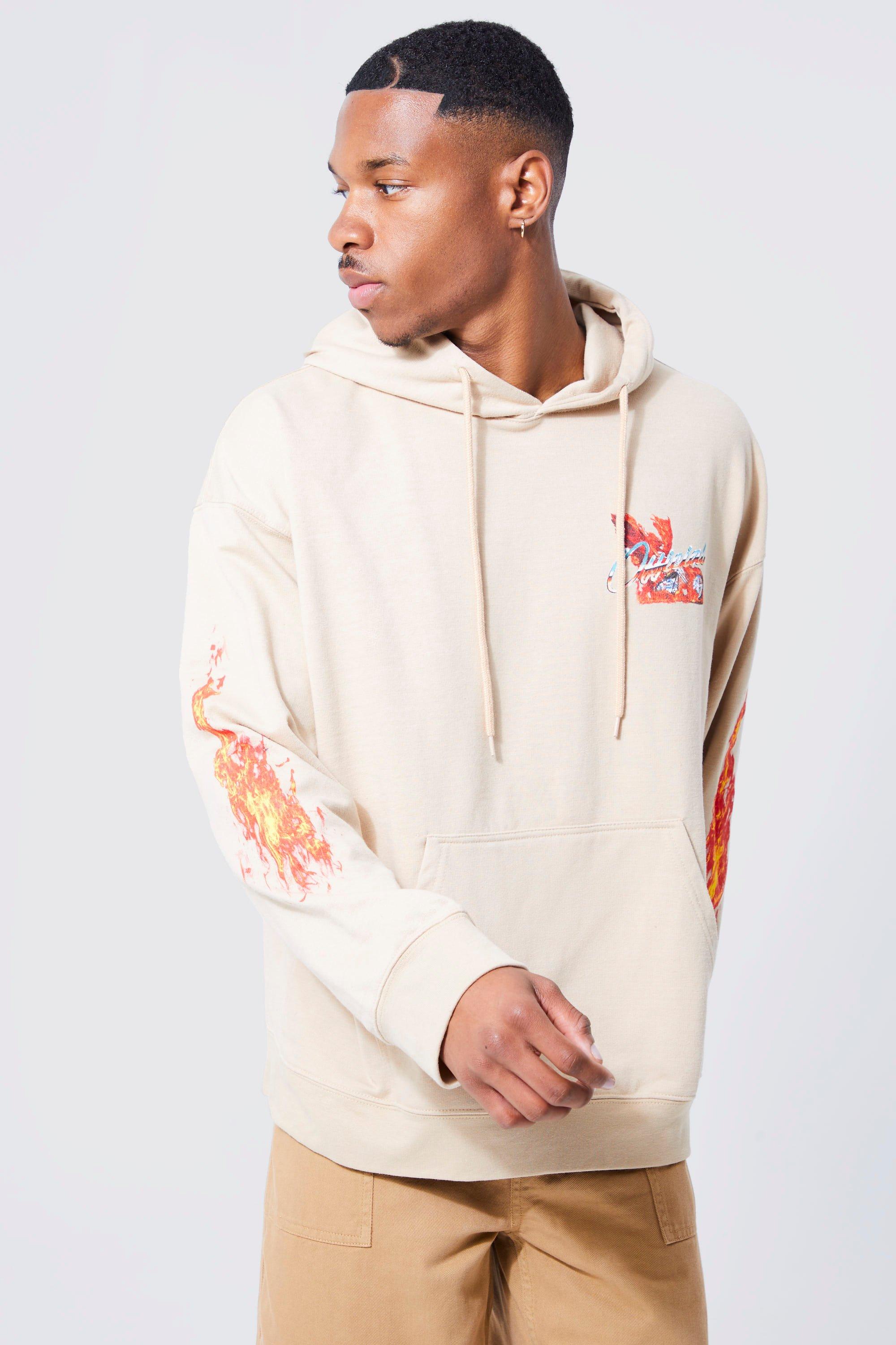 Boohooman flame online hoodie