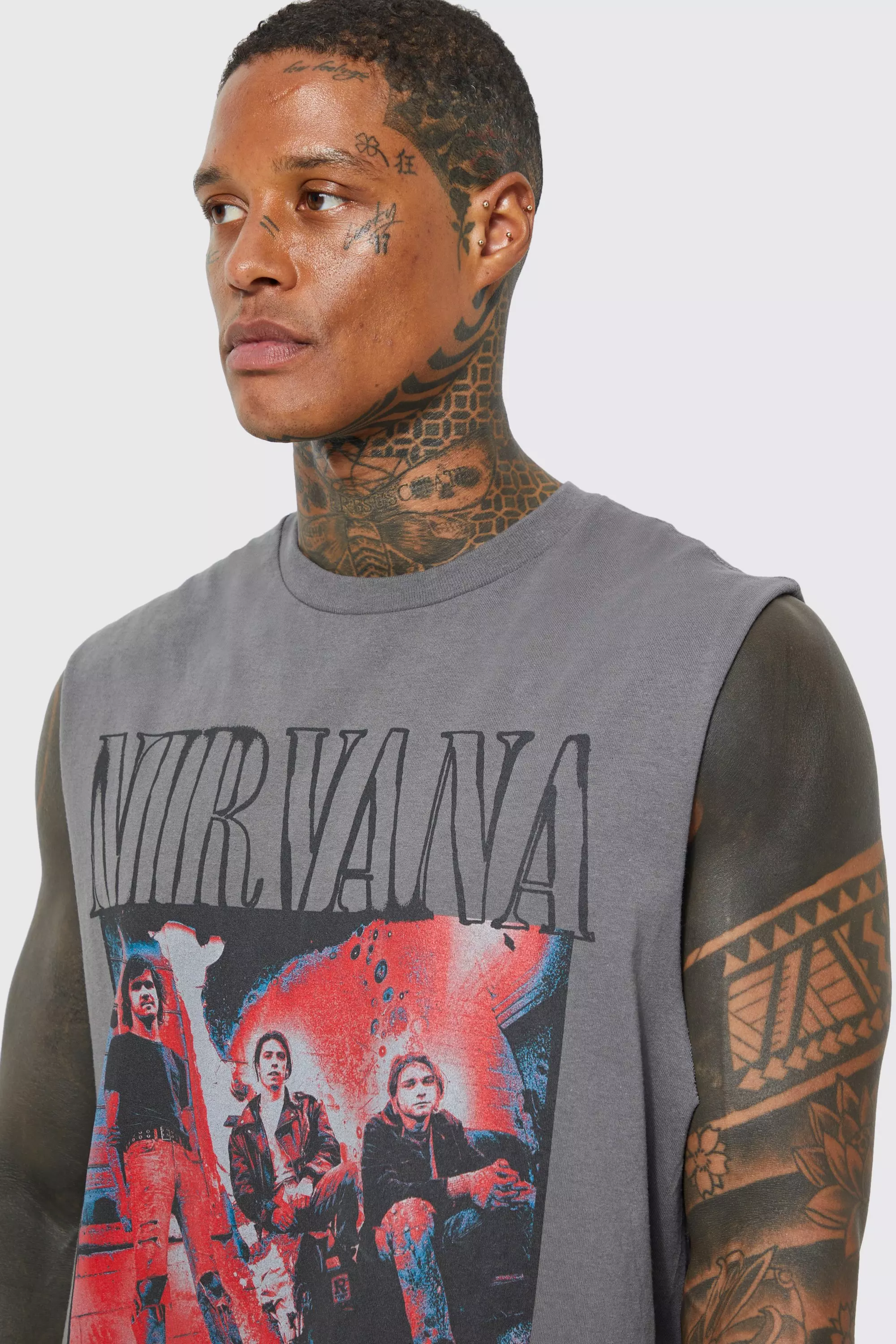 Charcoal Oversized Nirvana License Tank alternative image
