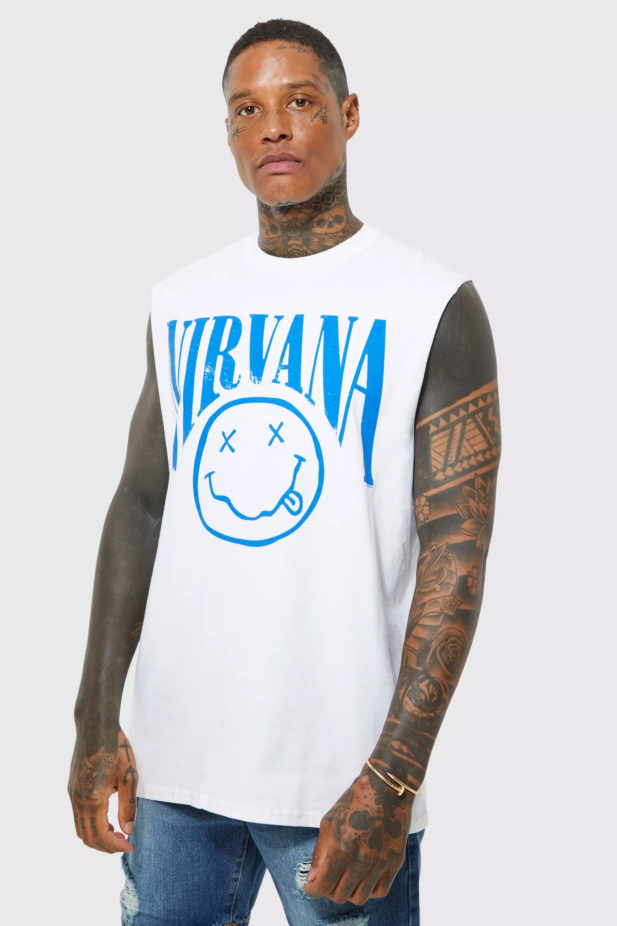 Oversize Tanktop mit Nirvana-Print, White alternatives Bild